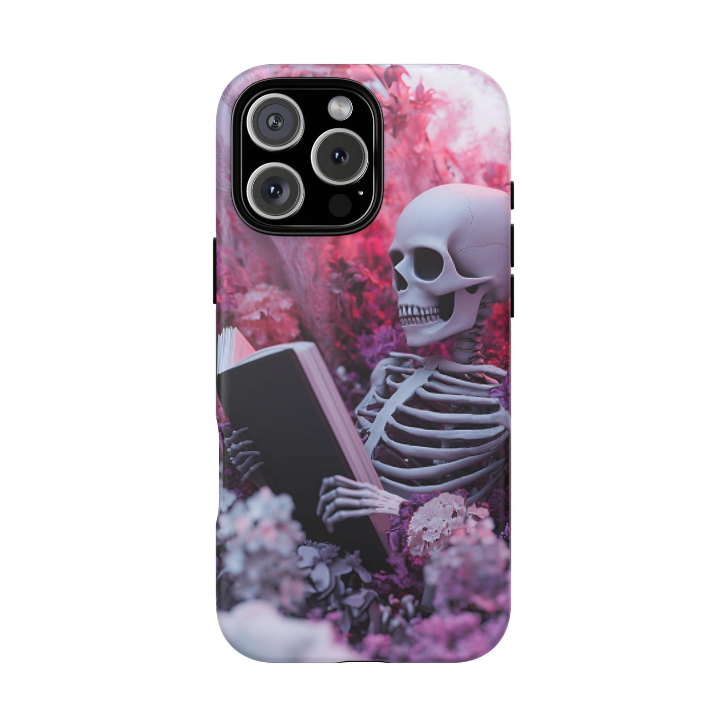 Bookish Skeleton Phone Case - Spooky Floral Halloween Phone Cases for Phone 16 15 14 13 12 11, Samsung Galaxy & Google Pixel