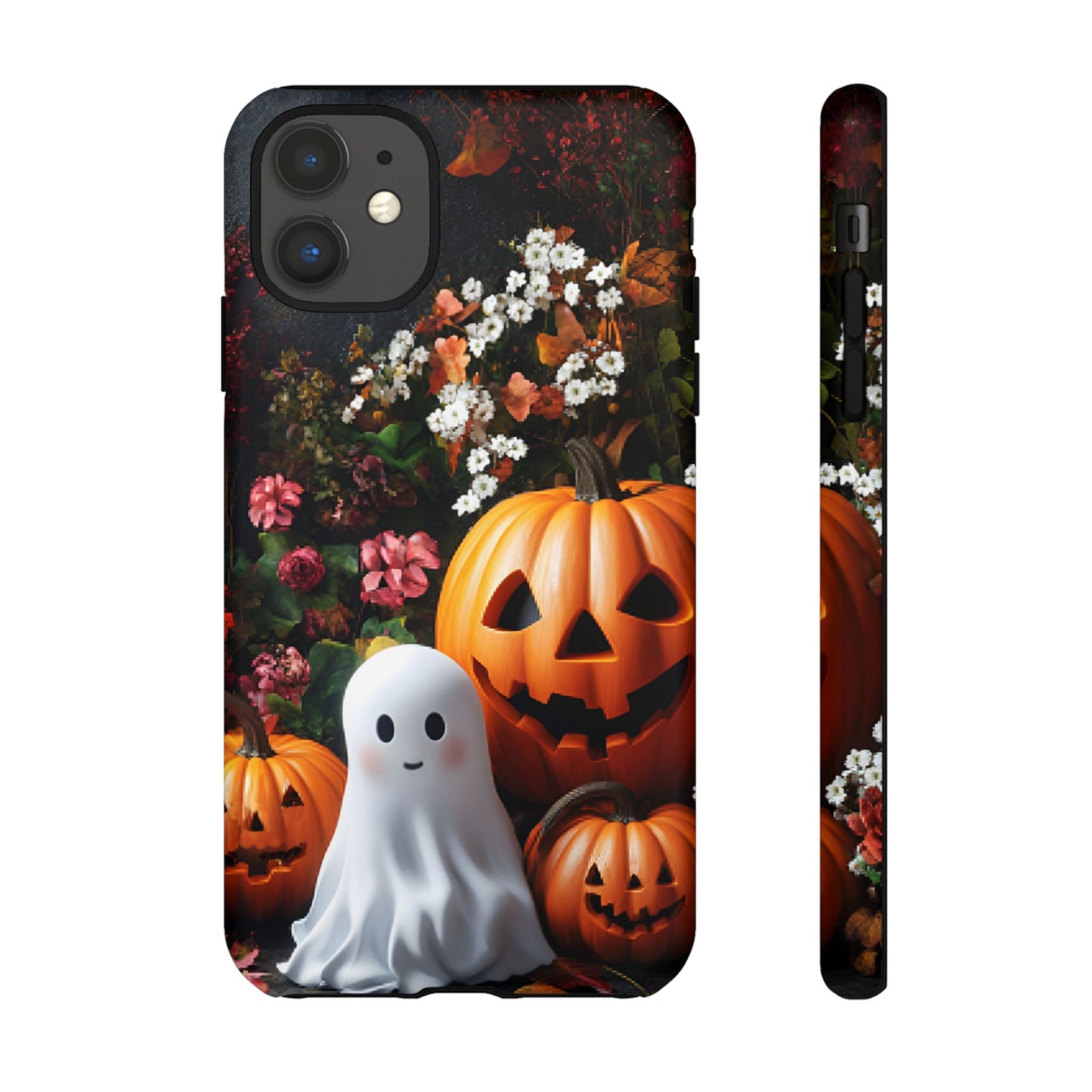 Halloween Phone Case with Cute Ghost and Pumpkins - iPhone 16 15 14 13 12 11, Samsung Galaxy & Google Pixel Phone Covers