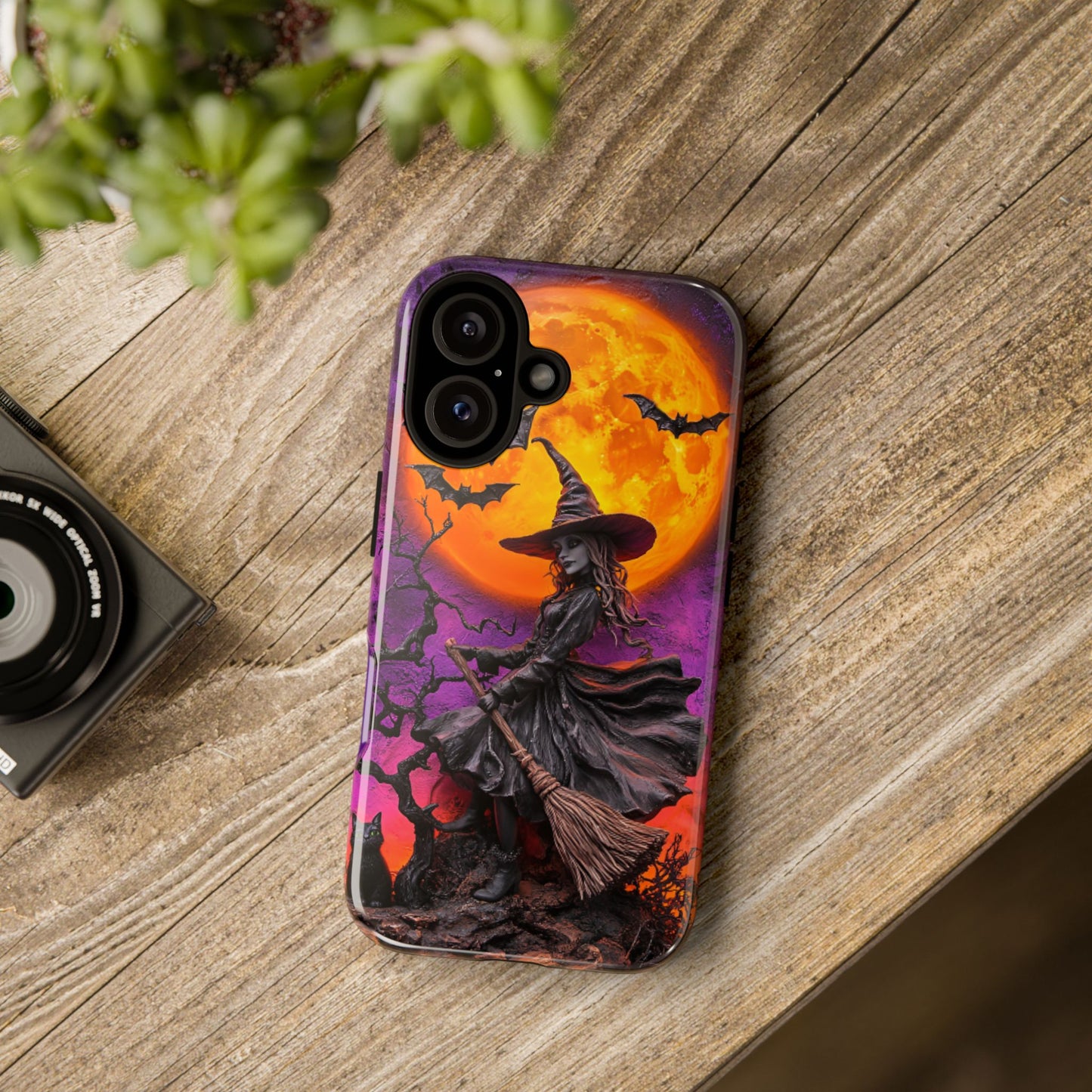 Witch and Bats Phone Case - Witchy Halloween Phone Cases - iPhone 16 15 14 13 12 11, Samsung Galaxy & Google Pixel Phone Covers