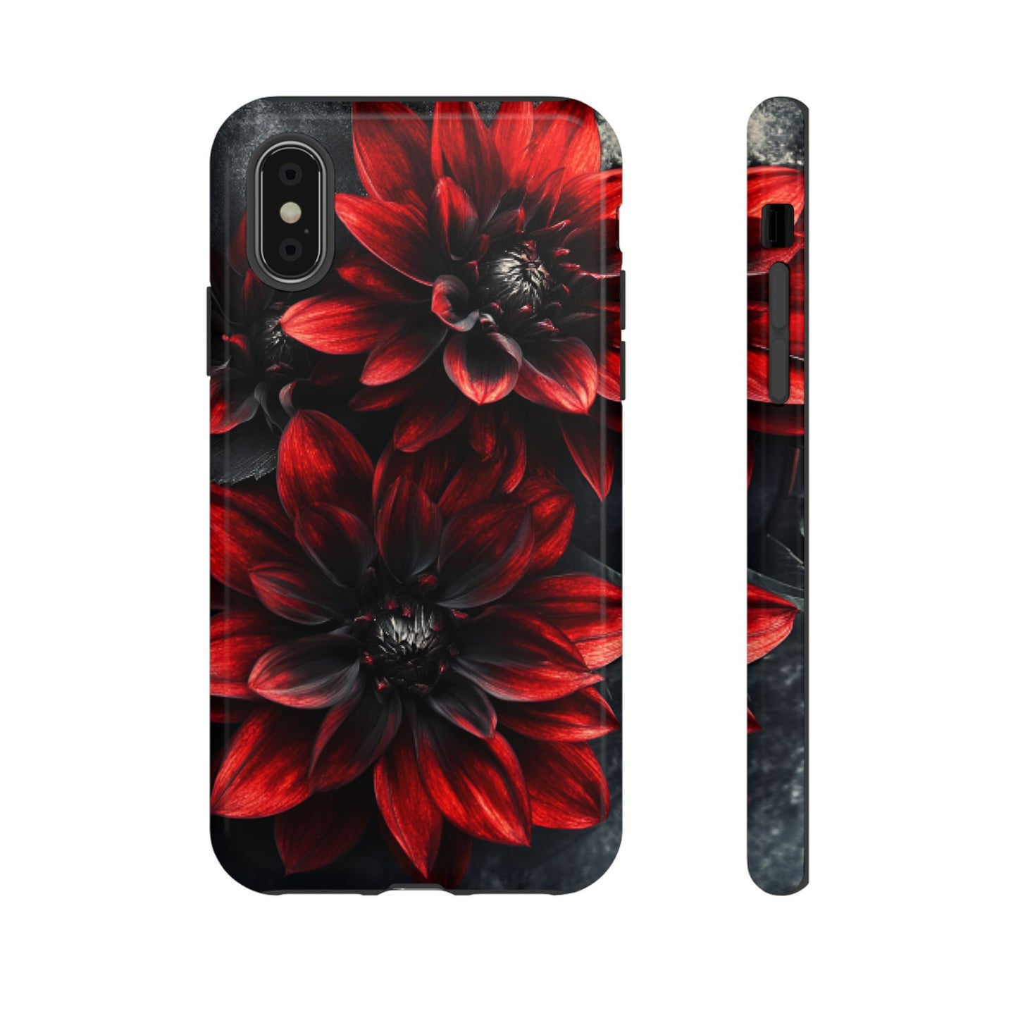 Black and Red Flower Phone Case - Gothic Dark Floral Phone Cases - iPhone 16 15 14 13 12 11, Samsung Galaxy & Google Pixel Phone Covers - Boo and Bewear