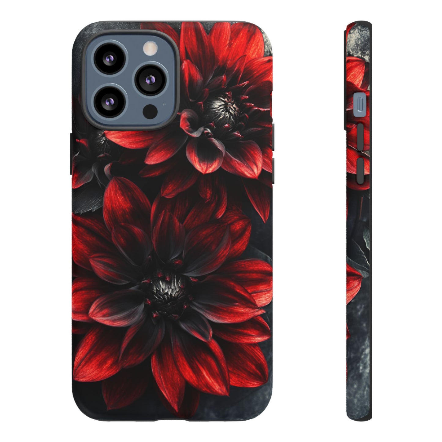 Black and Red Flower Phone Case - Gothic Dark Floral Phone Cases - iPhone 16 15 14 13 12 11, Samsung Galaxy & Google Pixel Phone Covers