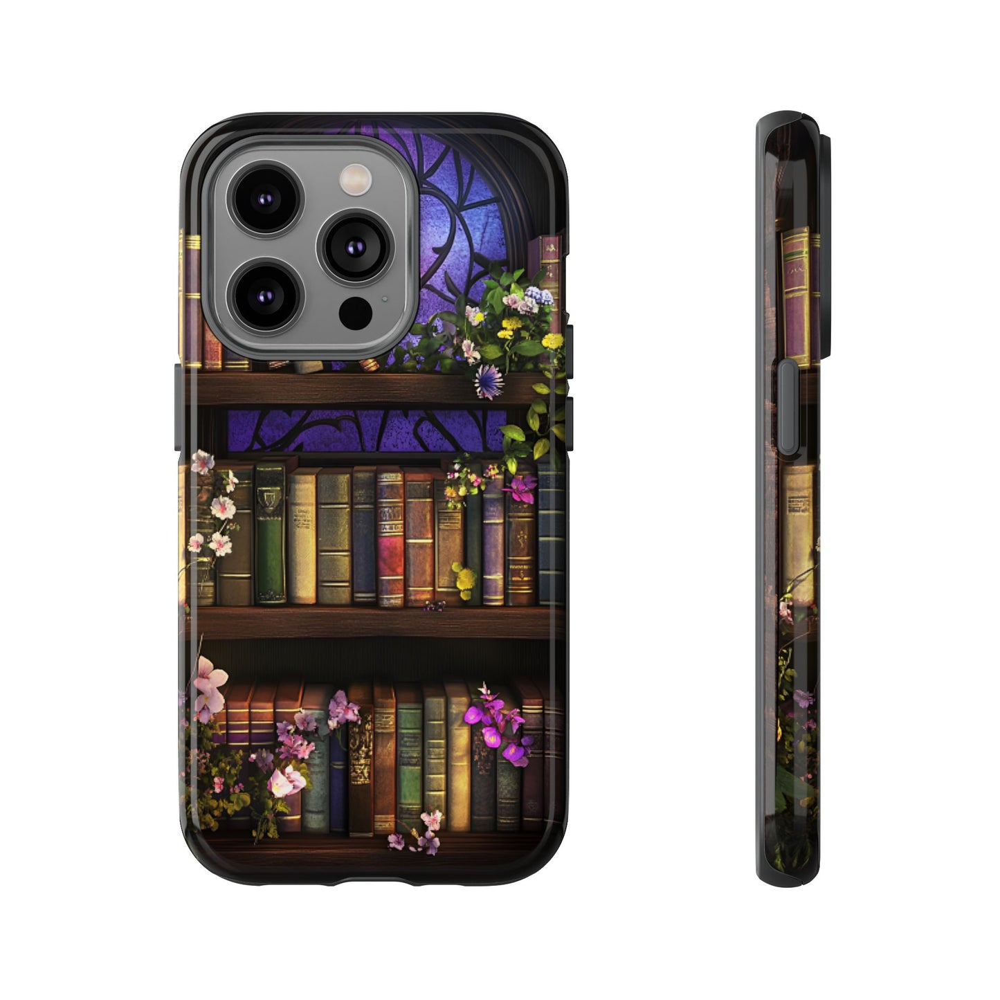 Bookshelf Phone Case - Dark Academia Stained Glass Phone Cases - iPhone 16 15 14 13 12 11, Samsung Galaxy & Google Pixel Phone Covers