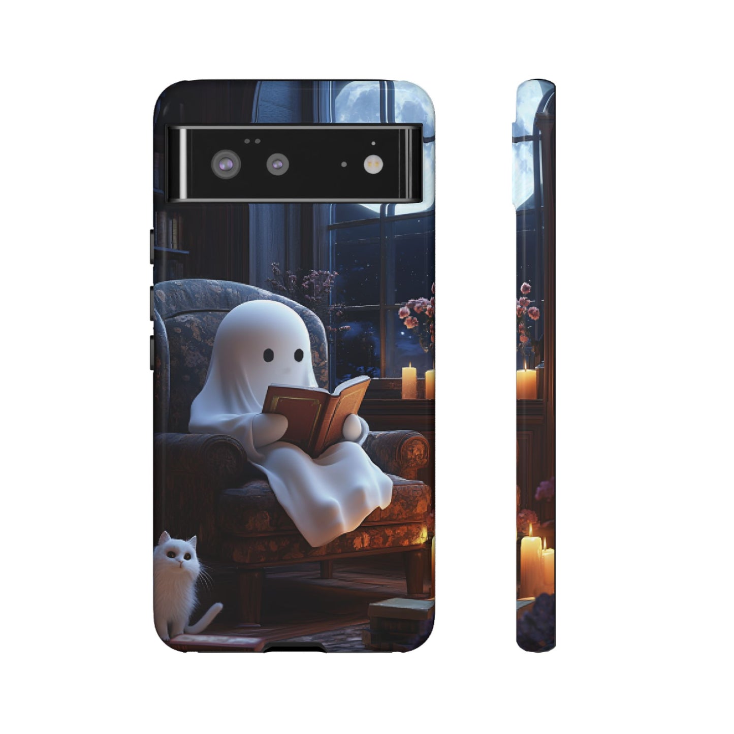 Ghost Reading Book Phone Case - Bookish Halloween Phone Cases for iPhone 16 15 14 13 12 11, Samsung Galaxy & Google Pixel