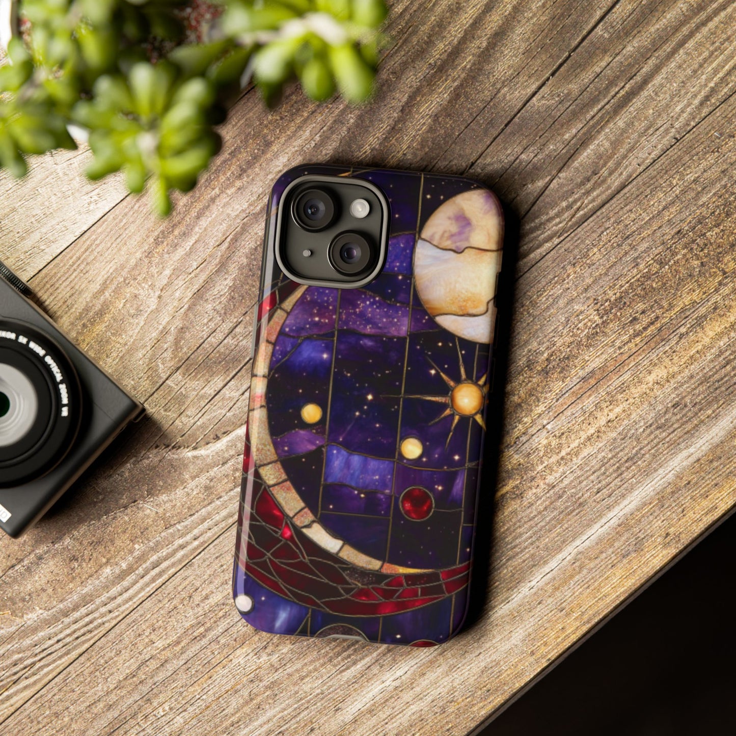 Celestial Stained Glass Phone Case for iPhone 16 15 14 13 12 11, Samsung Galaxy & Google Pixel