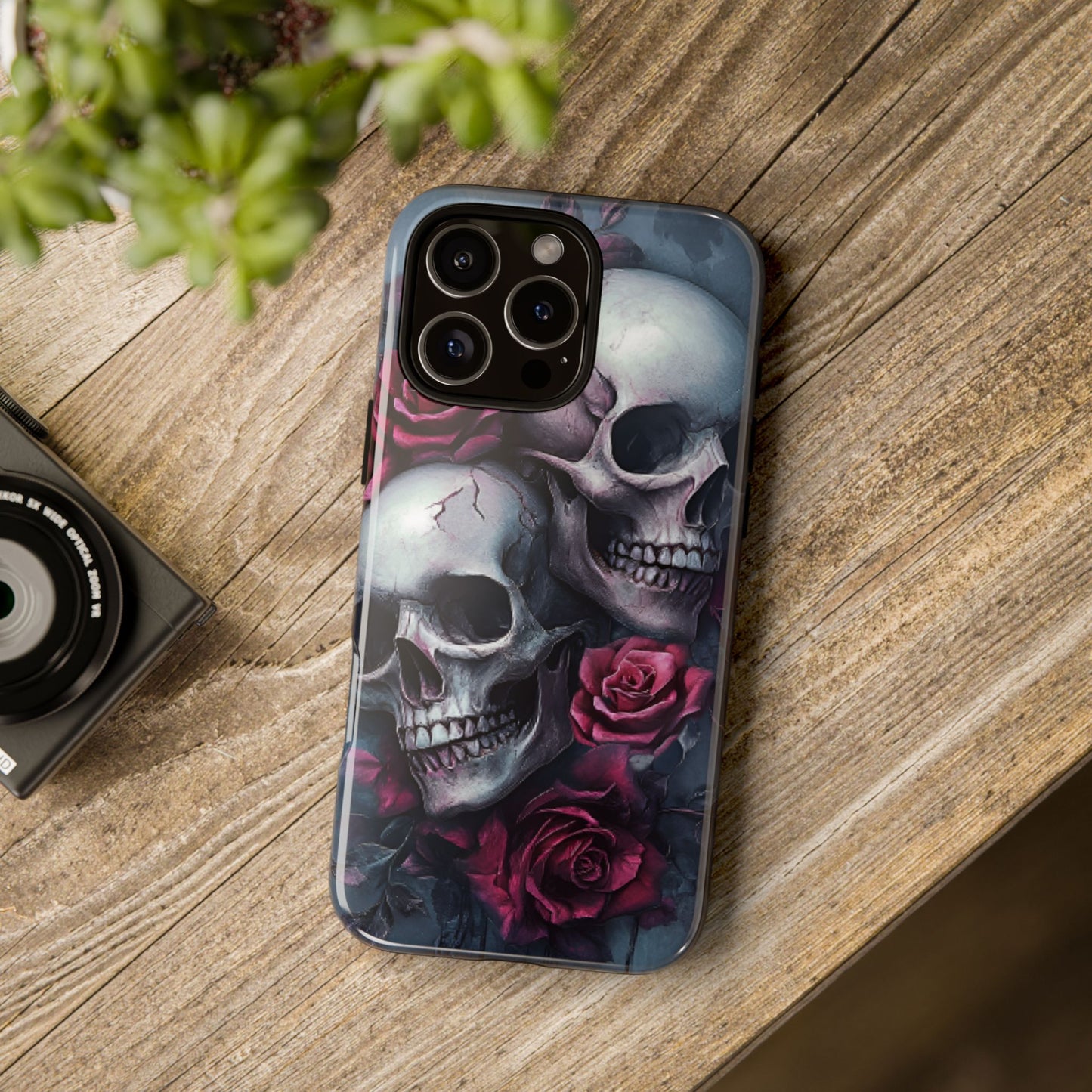 Skulls and Roses Phone Case - Gothic Dark Romance Phone Cases - iPhone 16 15 14 13 12 11, Samsung Galaxy & Google Pixel Phone Covers