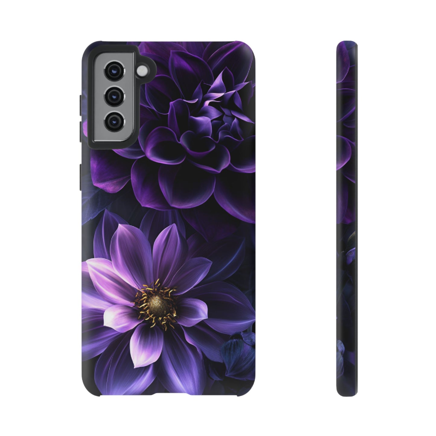 Black and Purple Flowers Phone Case - Dark Gothic Bloom Phone Cases - iPhone 16 15 14 13 12 11, Samsung Galaxy & Google Pixel Phone Covers