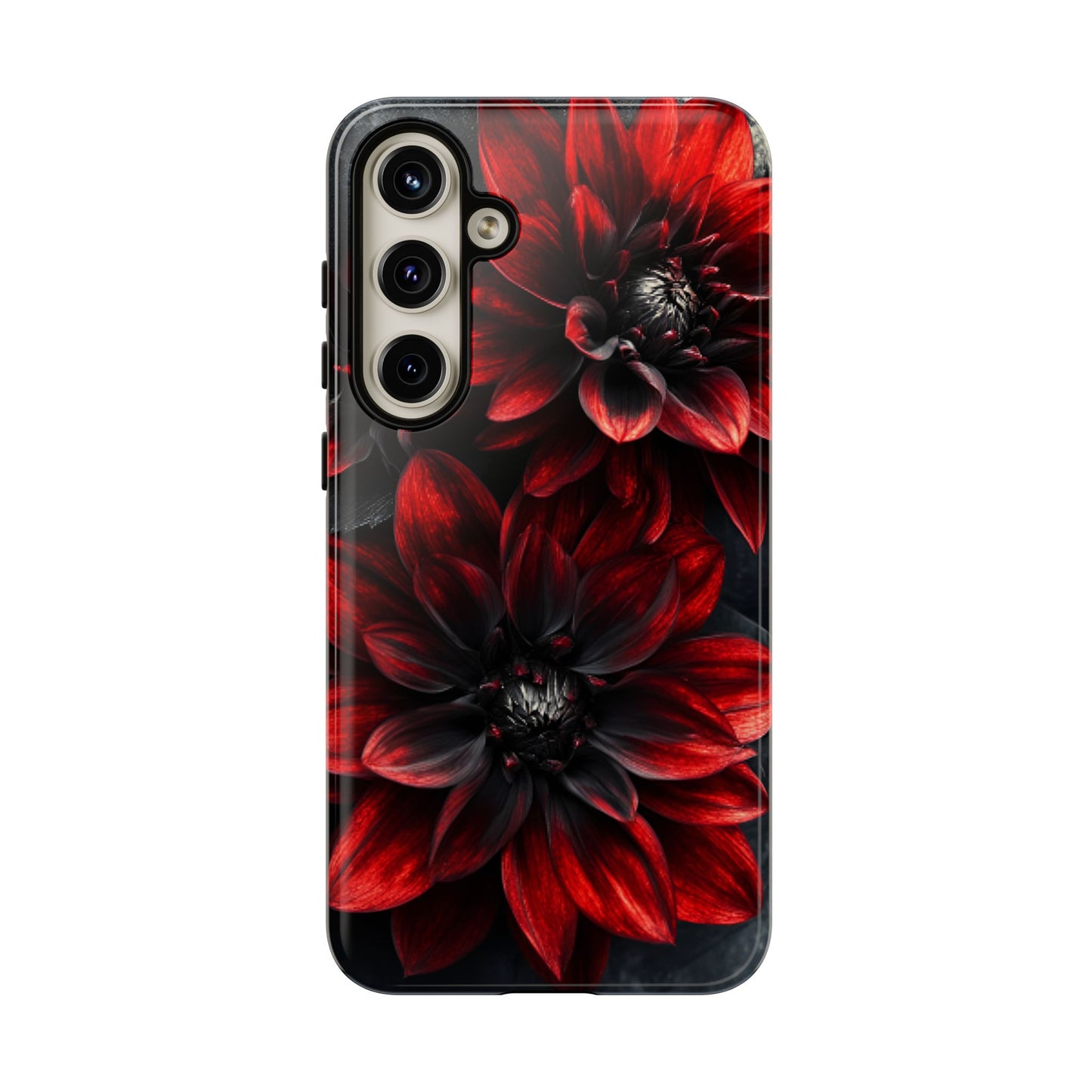 Black and Red Flower Phone Case - Gothic Dark Floral Phone Cases for iPhone 16 15 14 13 12 11, Samsung Galaxy & Google Pixel