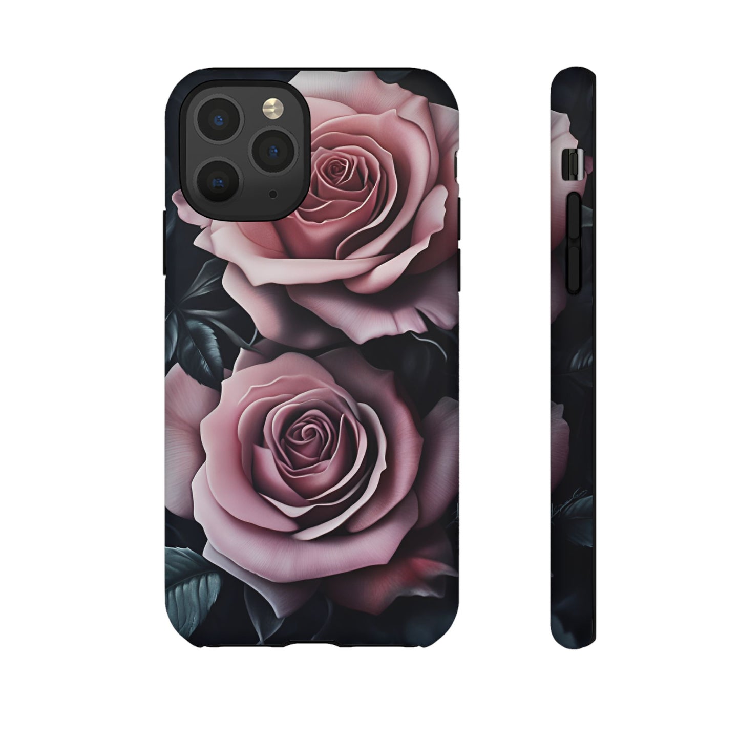 Pastel Goth Roses Phone Case - Gothic Black and Pink Flowers Phone Cases - iPhone 16 15 14 13 12 11, Samsung Galaxy & Google Pixel Phone Covers