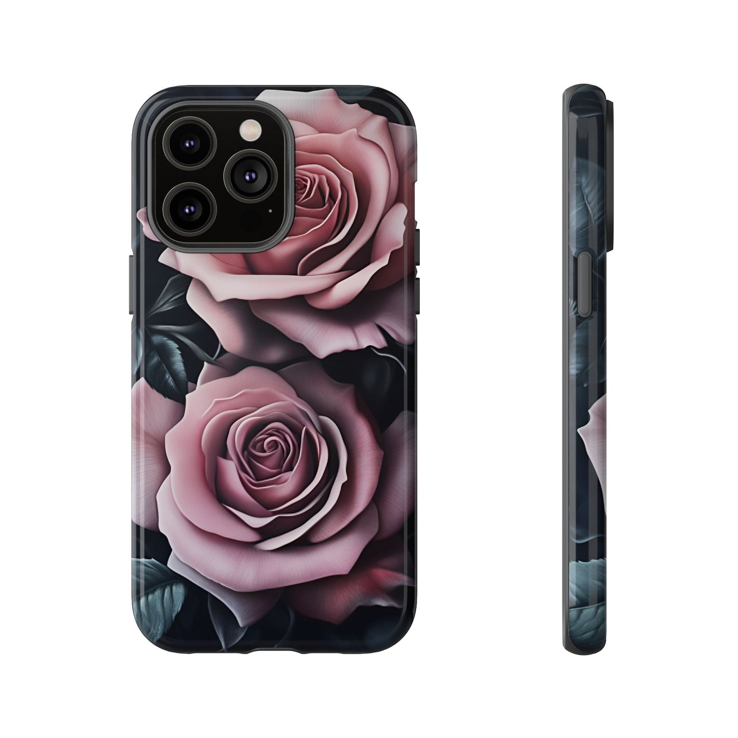 Pastel Goth Roses Phone Case - Gothic Black and Pink Flowers Phone Cases for iPhone 16 15 14 13 12 11, Samsung Galaxy & Google Pixel