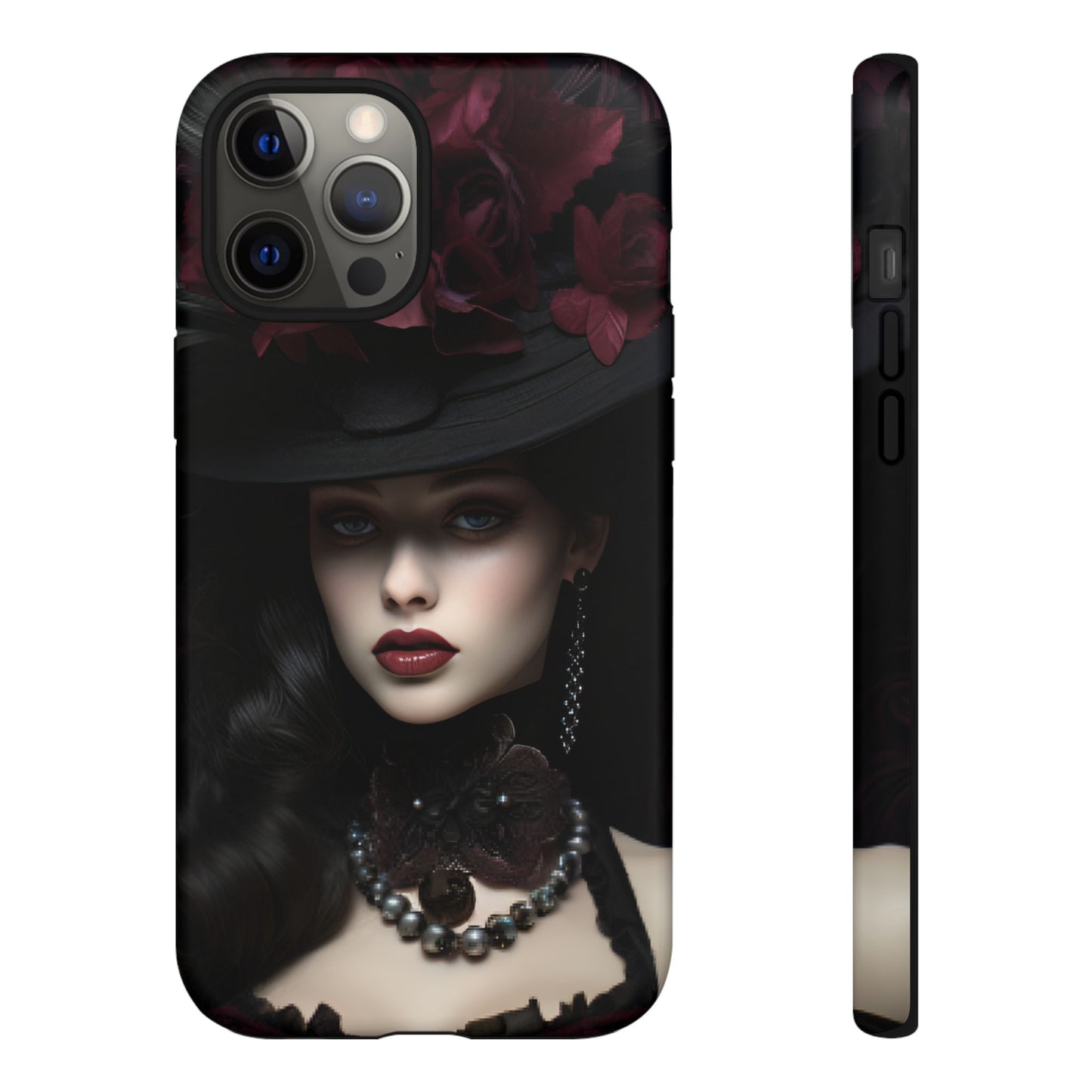 Victorian Goth Phone Case with Vintage Gothic Woman - iPhone 16 15 14 13 12 11, Samsung Galaxy & Google Pixel Phone Covers