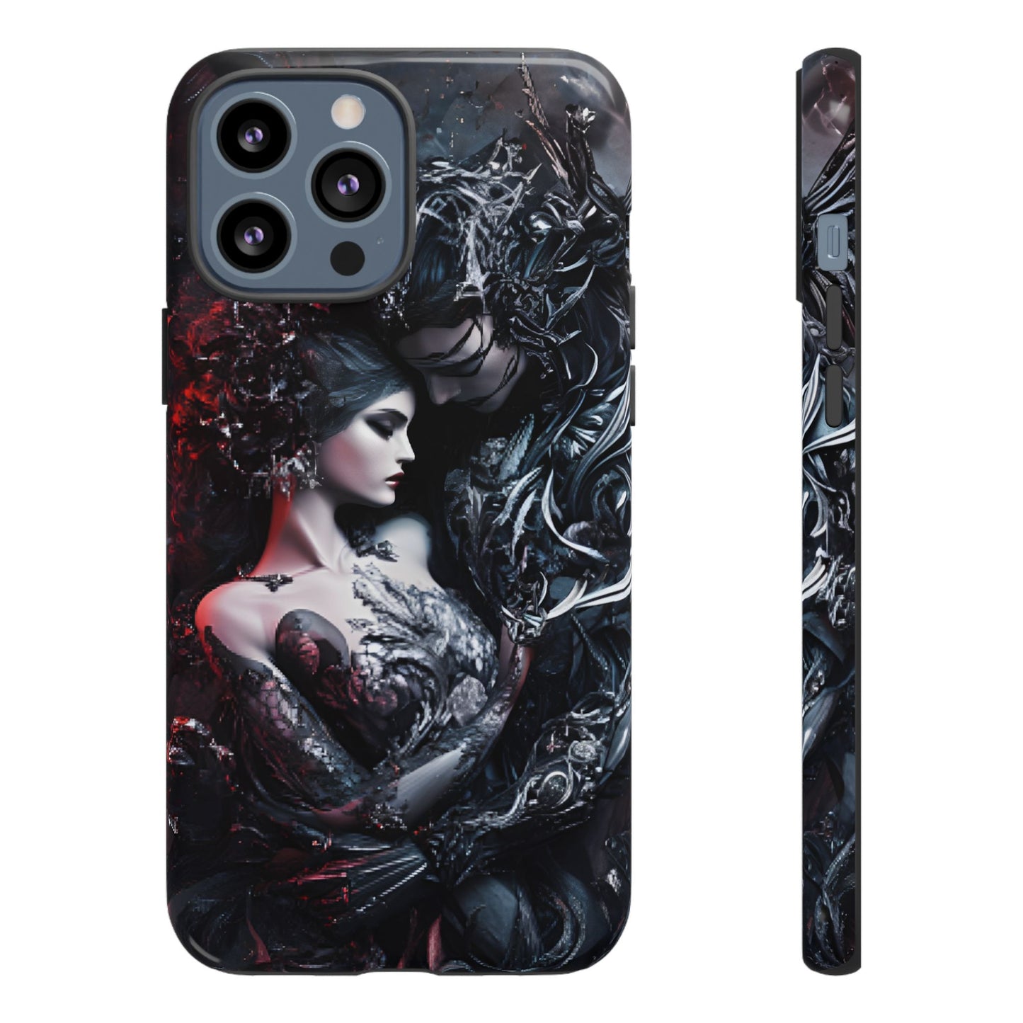 Gothic Couple Phone Case - Victorian Goth Valentine's Day Phone Cases for iPhone 16 15 14 13 12 11, Samsung Galaxy & Google Pixel