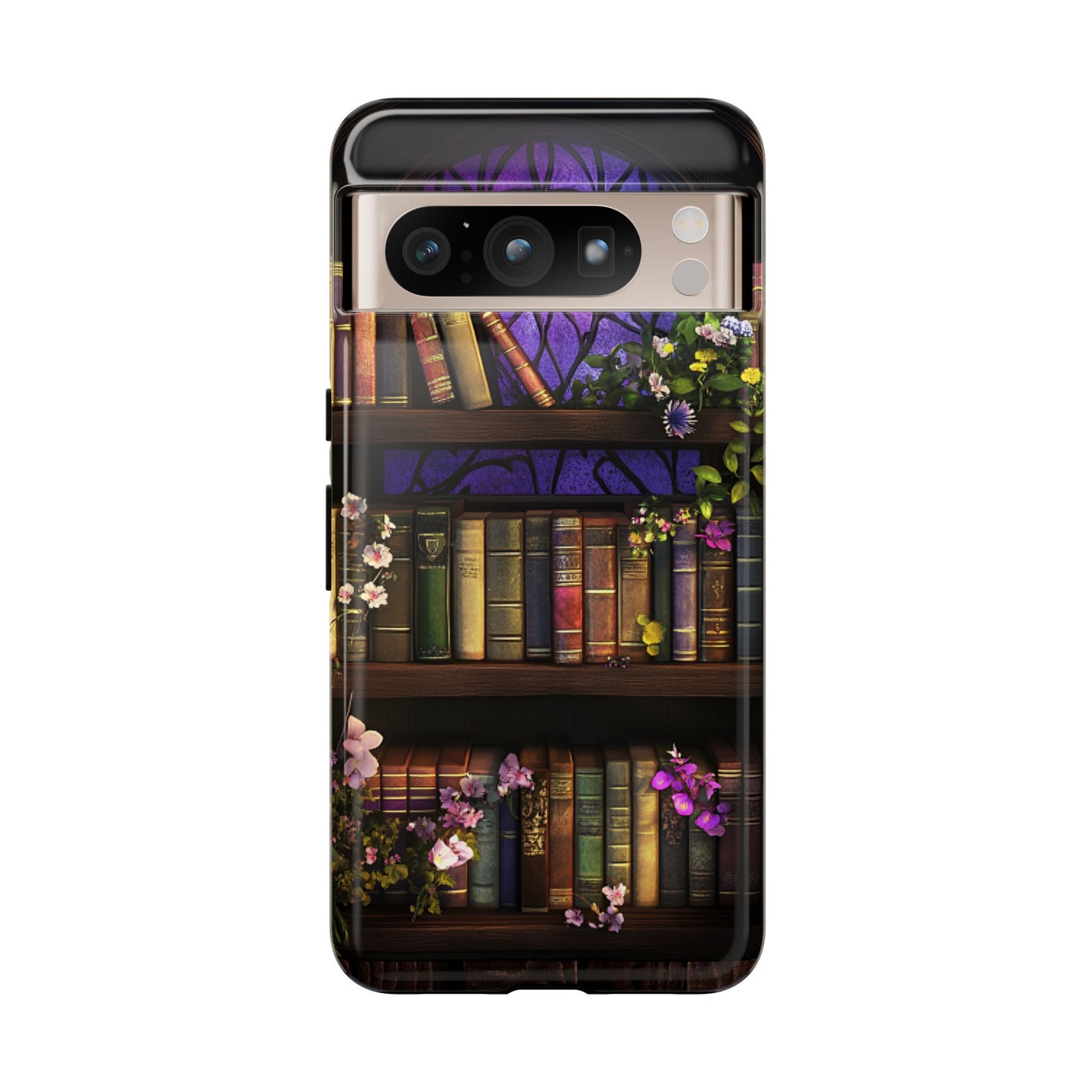 Bookshelf Phone Case - Dark Academia Stained Glass Phone Cases for iPhone 16 15 14 13 12 11, Samsung Galaxy & Google Pixel