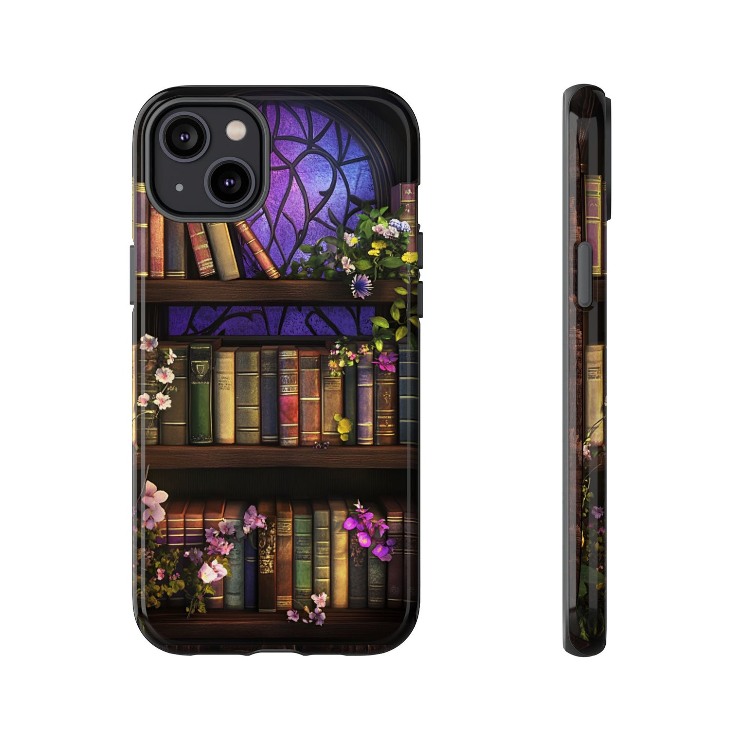 Bookshelf Phone Case - Dark Academia Stained Glass Phone Cases - iPhone 16 15 14 13 12 11, Samsung Galaxy & Google Pixel Phone Covers