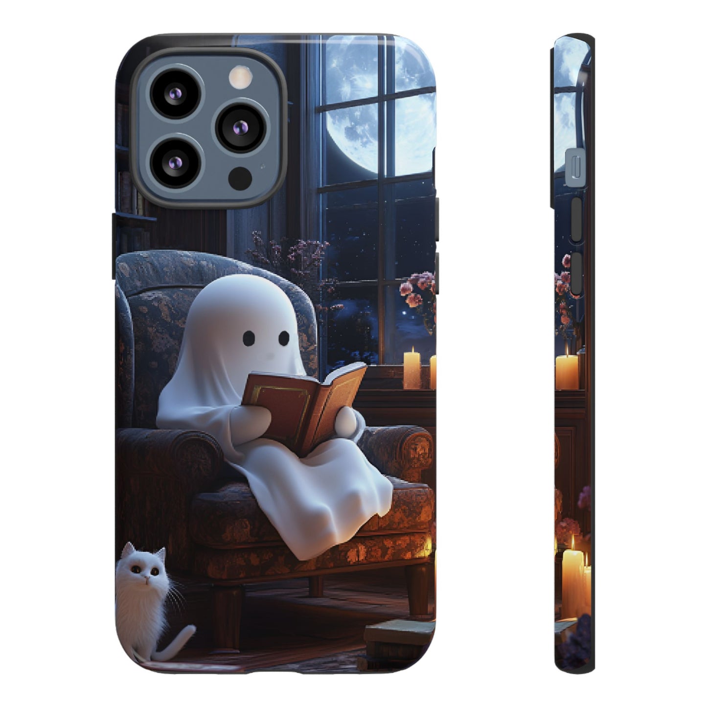 Ghost Reading Book Phone Case - Bookish Halloween Phone Cases - iPhone 16 15 14 13 12 11, Samsung Galaxy & Google Pixel Phone Covers