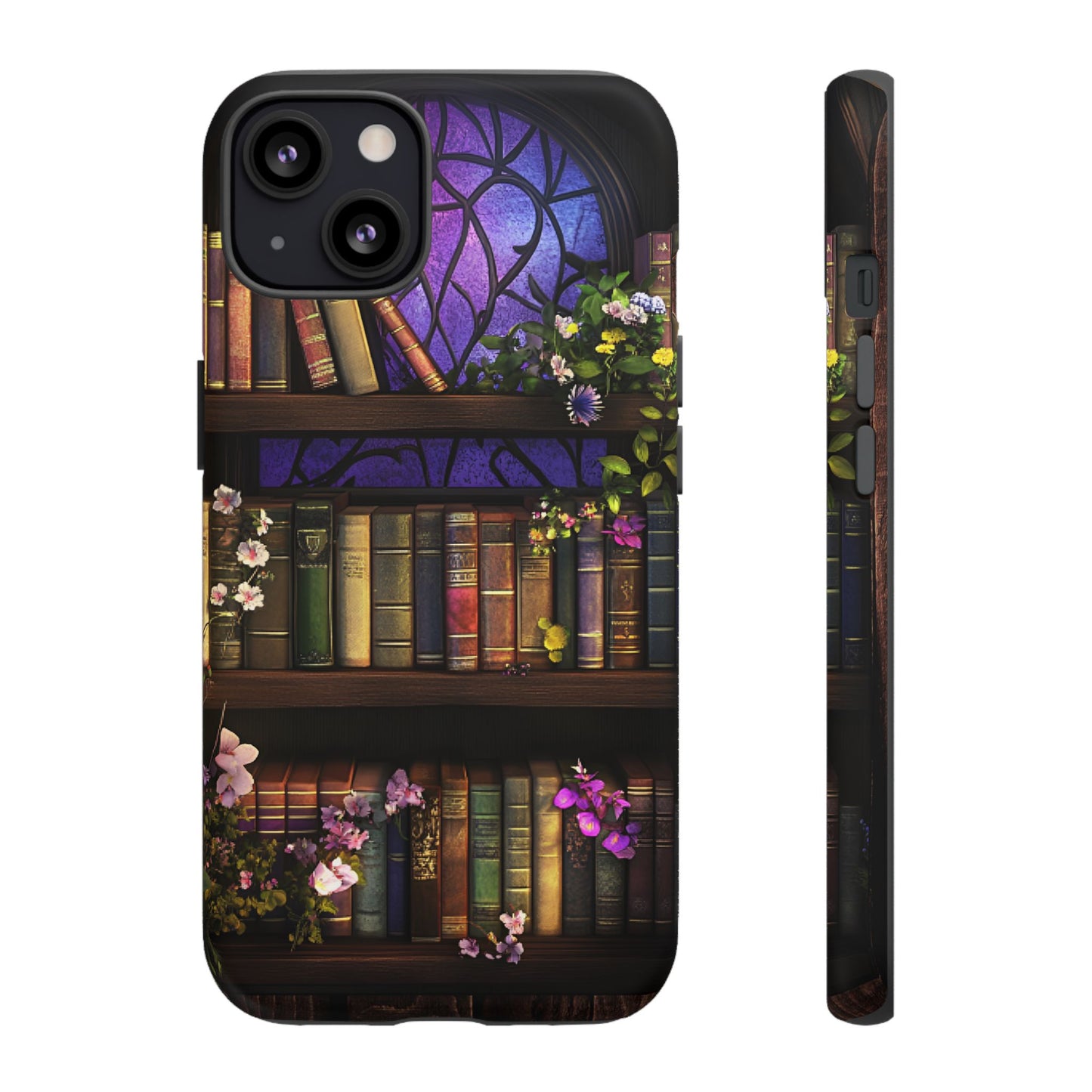 Bookshelf Phone Case - Dark Academia Stained Glass Phone Cases for iPhone 16 15 14 13 12 11, Samsung Galaxy & Google Pixel