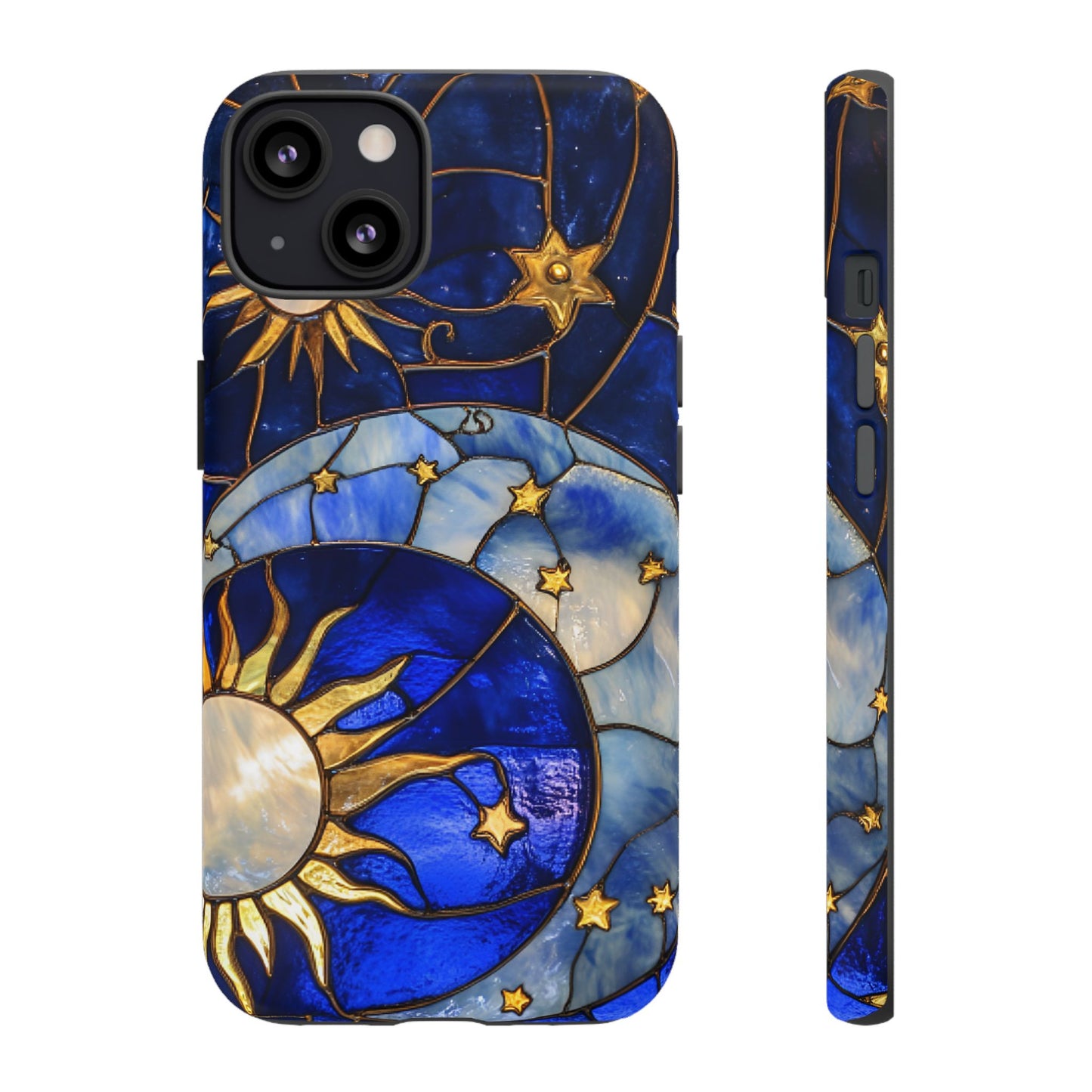 Moon and Sun Stained Glass Phone Case for iPhone 16 15 14 13 12 11, Samsung Galaxy & Google Pixel