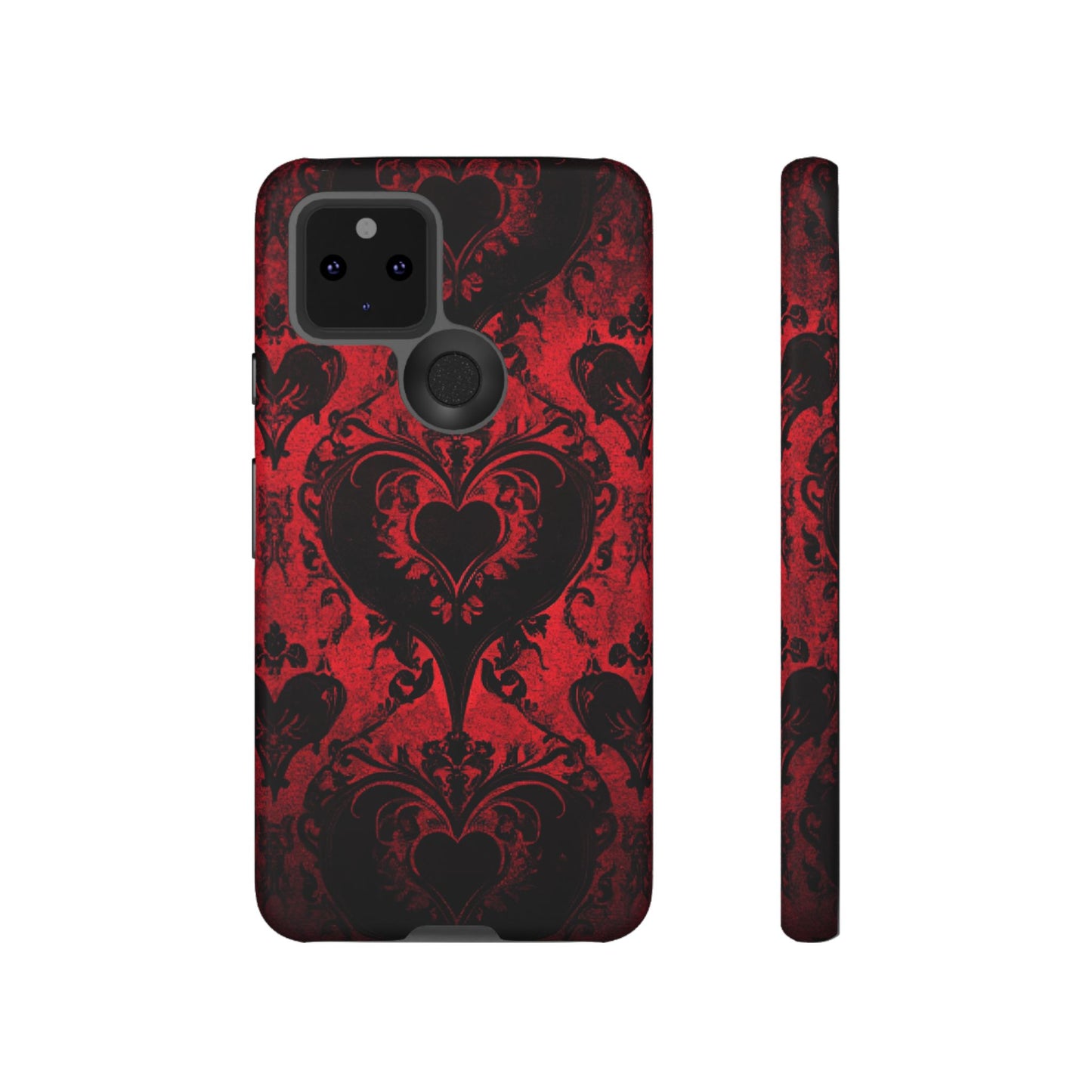 Gothic Dark Romance Phone Case - Black Hearts Phone Cover for iPhone 16 15 14 13 12 11, Samsung Galaxy & Google Pixel