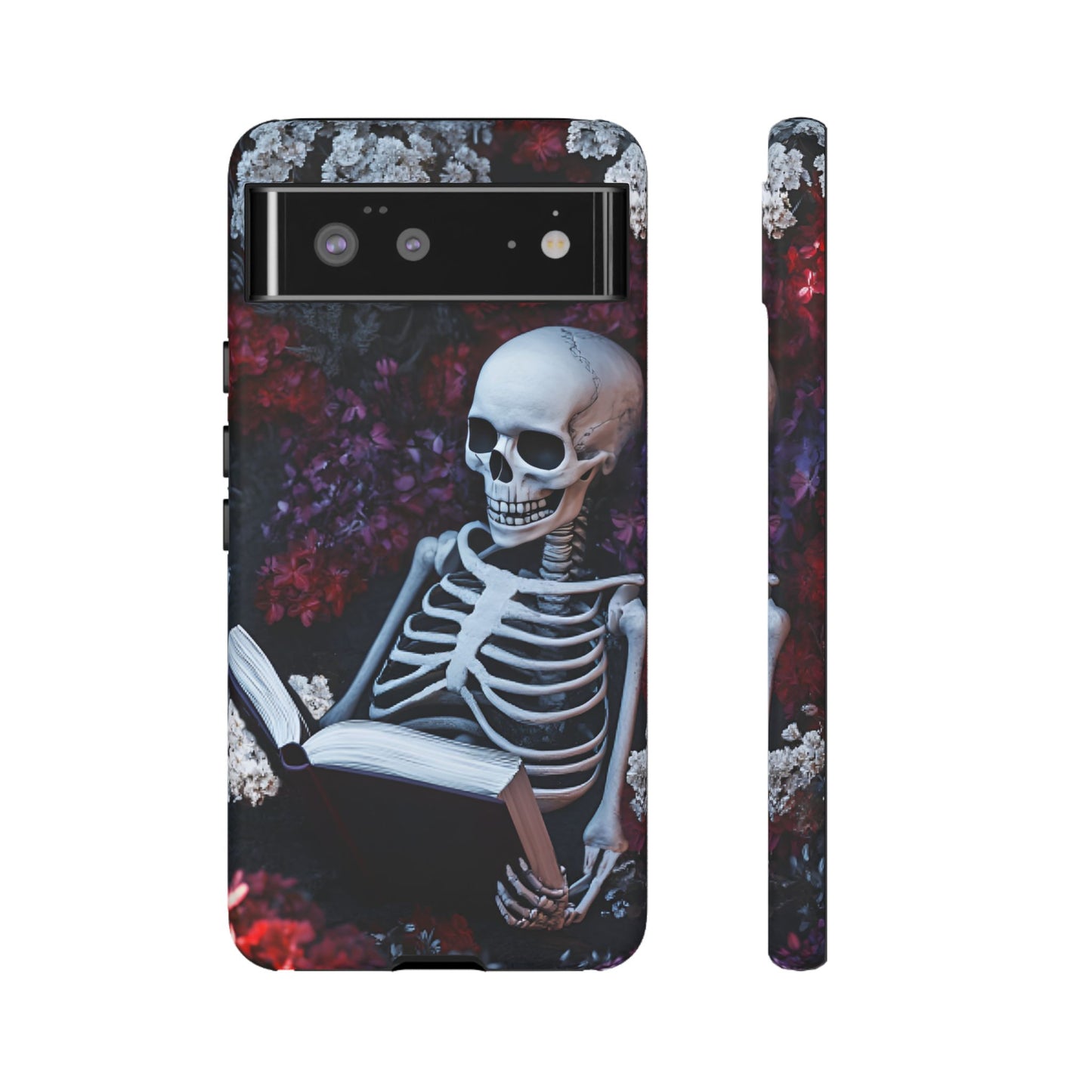 Skeleton Reading Book Phone Case - Bookish Halloween Phone Cases for iPhone 16 15 14 13 12 11, Samsung Galaxy & Google Pixel