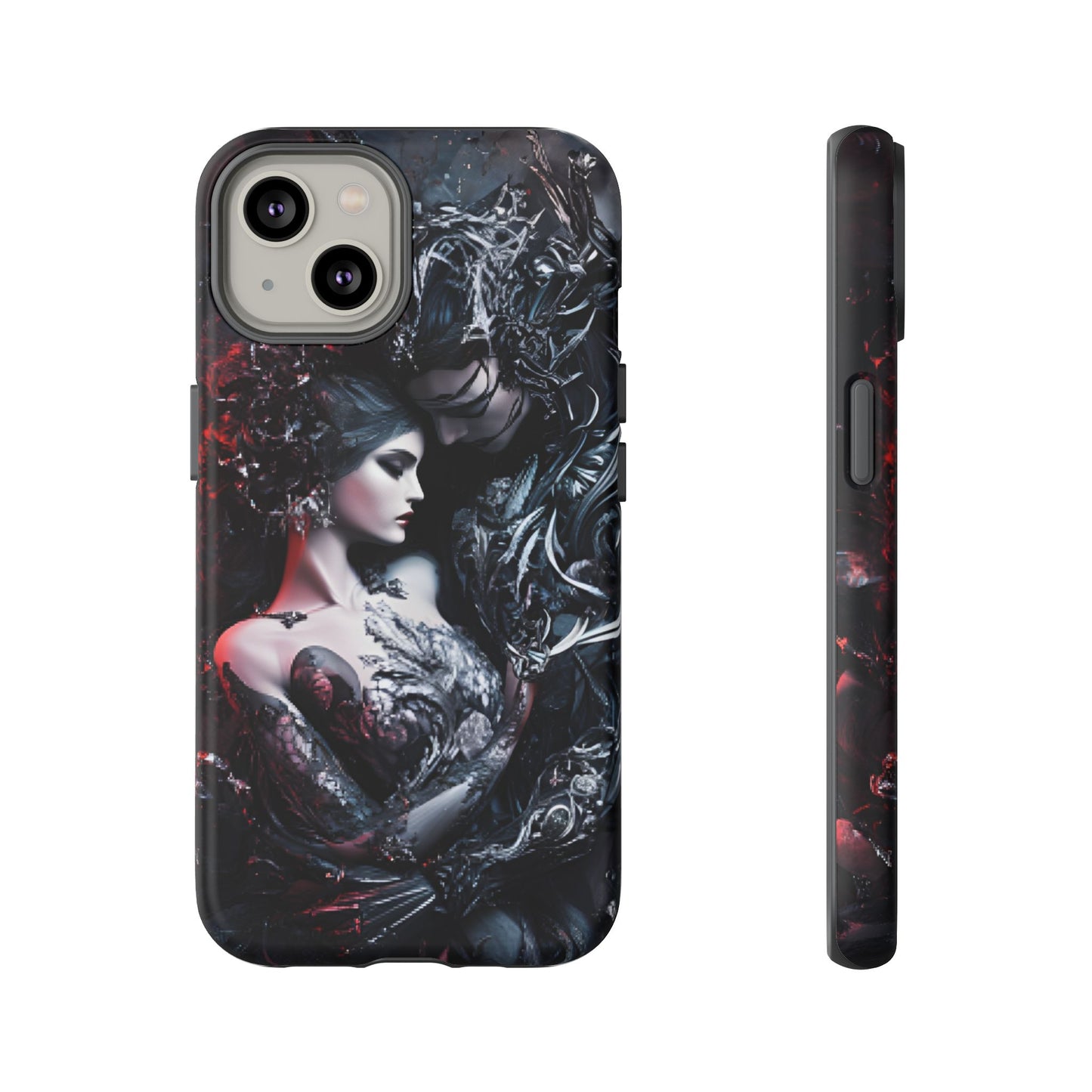 Gothic Couple Phone Case - Victorian Goth Valentine's Day Phone Cases for iPhone 16 15 14 13 12 11, Samsung Galaxy & Google Pixel