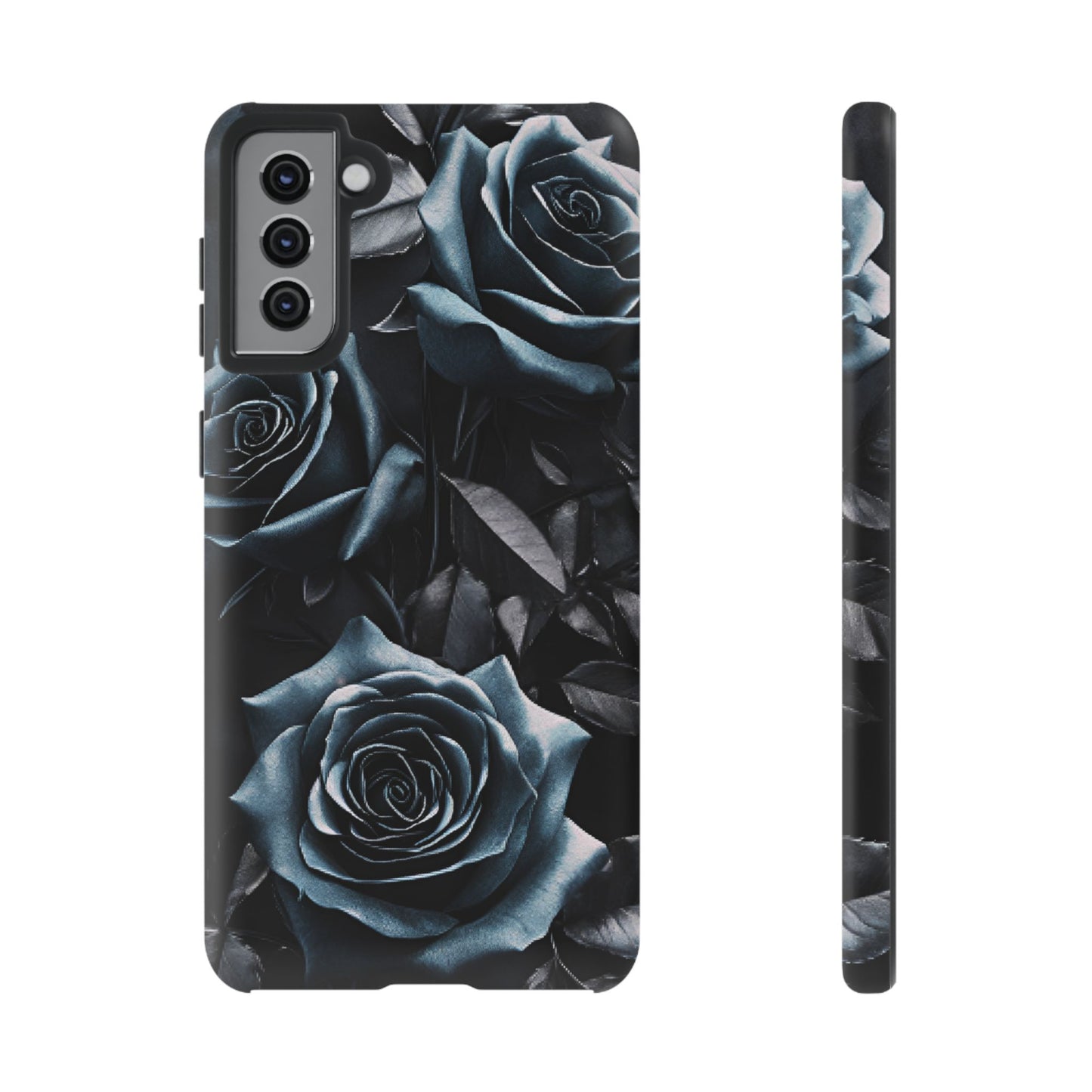 Black and Blue Roses Phone Case - Dark and Moody Gothic Flower Phone Cases for iPhone 16 15 14 13 12 11, Samsung Galaxy & Google Pixel