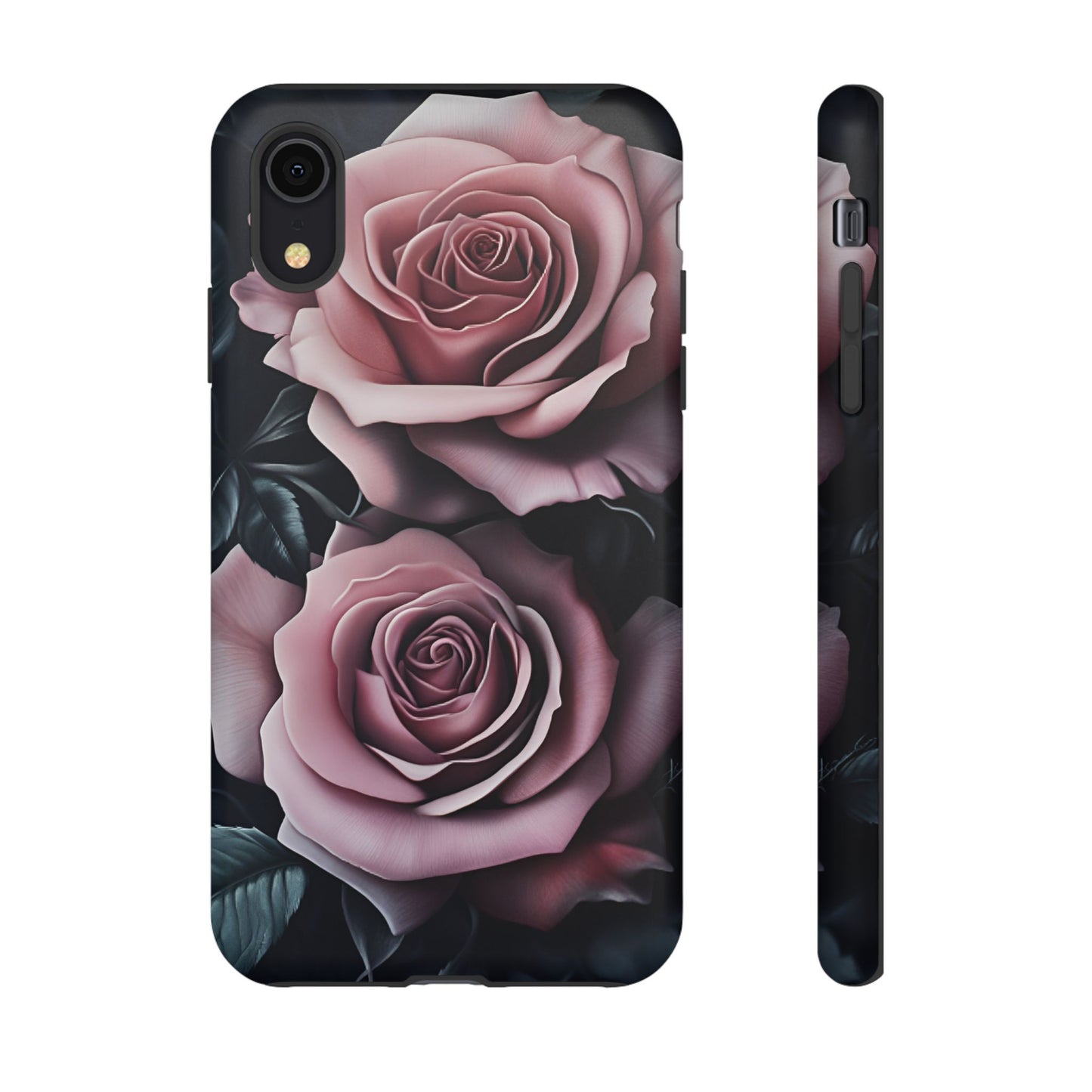 Pastel Goth Roses Phone Case - Gothic Black and Pink Flowers Phone Cases - iPhone 16 15 14 13 12 11, Samsung Galaxy & Google Pixel Phone Covers