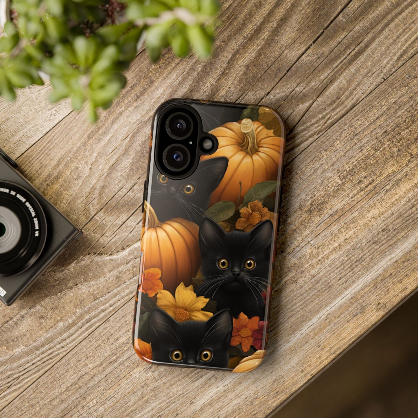 Black Cats and Pumpkins Phone Case - Cute Halloween Phone Cases for iPhone 16 15 14 13 12 11, Samsung Galaxy & Google Pixel