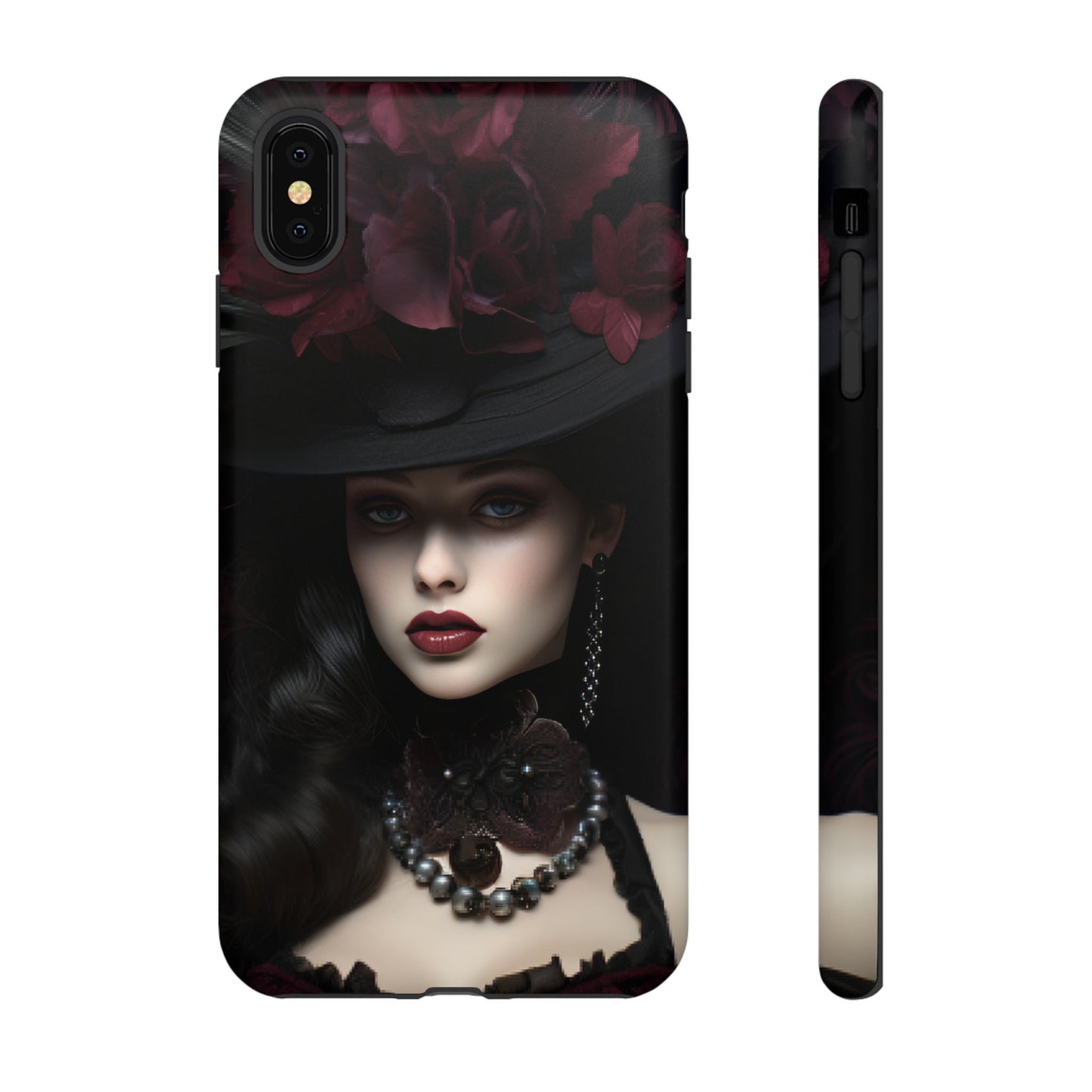 Aesthetic Phone Case with Vintage Goth Woman - iPhone 16 15 14 13 12 11, Samsung Galaxy & Google Pixel Phone Covers - Boo and Bewear