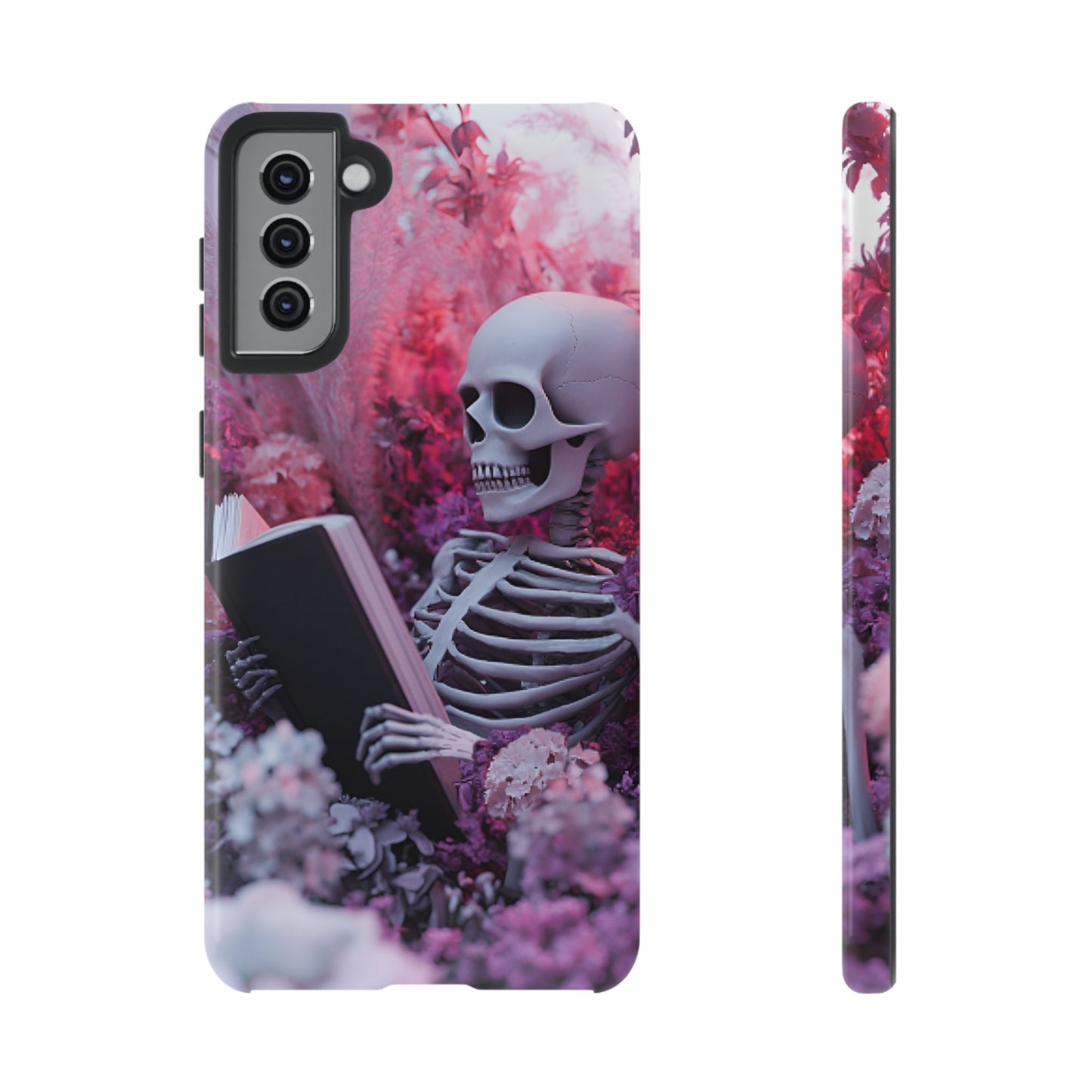 Bookish Skeleton Phone Case - Spooky Floral Halloween Phone Cases for Phone 16 15 14 13 12 11, Samsung Galaxy & Google Pixel