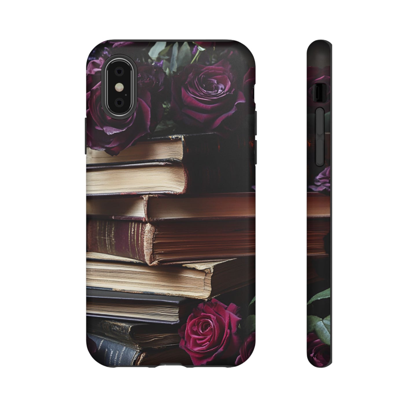 Books and Roses Phone Case - Bookish Dark Academia Phone Cover - iPhone 16 15 14 13 12 11, Samsung Galaxy & Google Pixel Phone Covers - Boo and Bewear