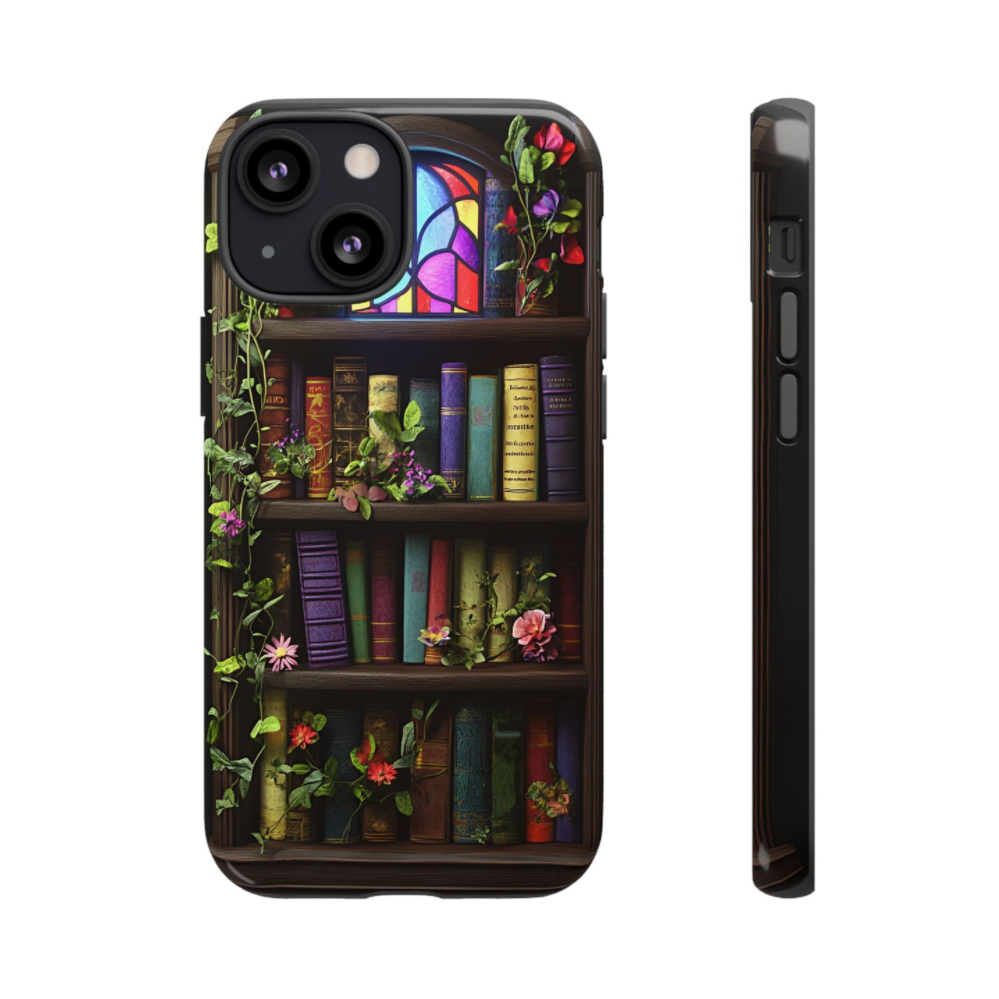 Bookshelf and Stained Glass Window Phone Case - Book Lover Phone Cases - iPhone 16 15 14 13 12 11, Samsung Galaxy & Google Pixel Phone Covers