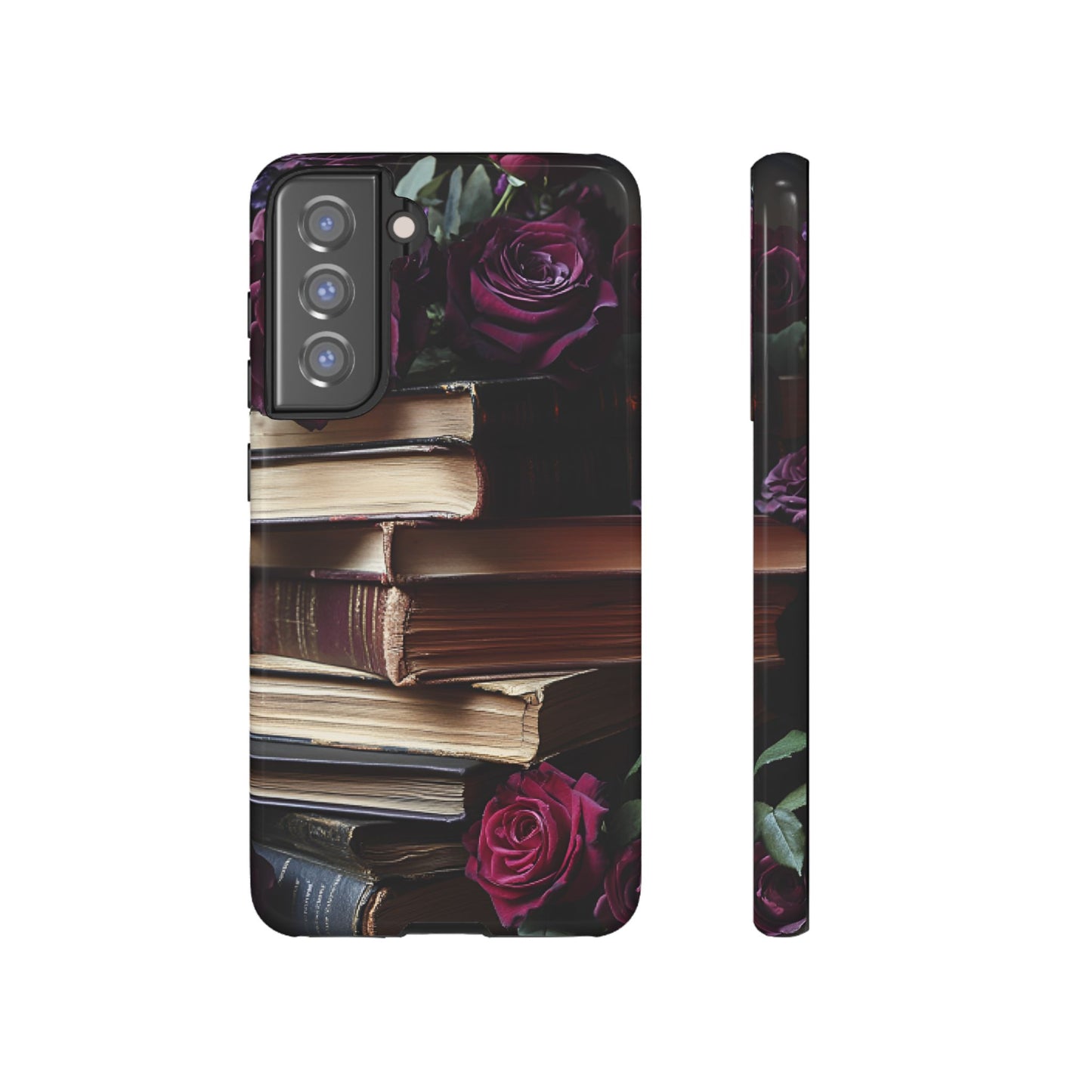 Books and Roses Phone Case - Bookish Dark Academia Phone Cover - iPhone 16 15 14 13 12 11, Samsung Galaxy & Google Pixel Phone Covers