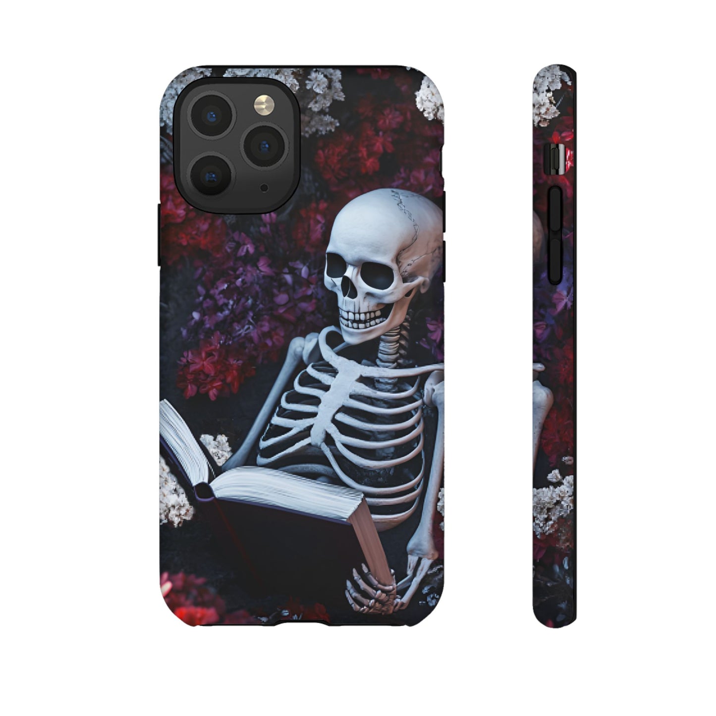 Skeleton Reading Book Phone Case - Bookish Halloween Phone Cases for iPhone 16 15 14 13 12 11, Samsung Galaxy & Google Pixel