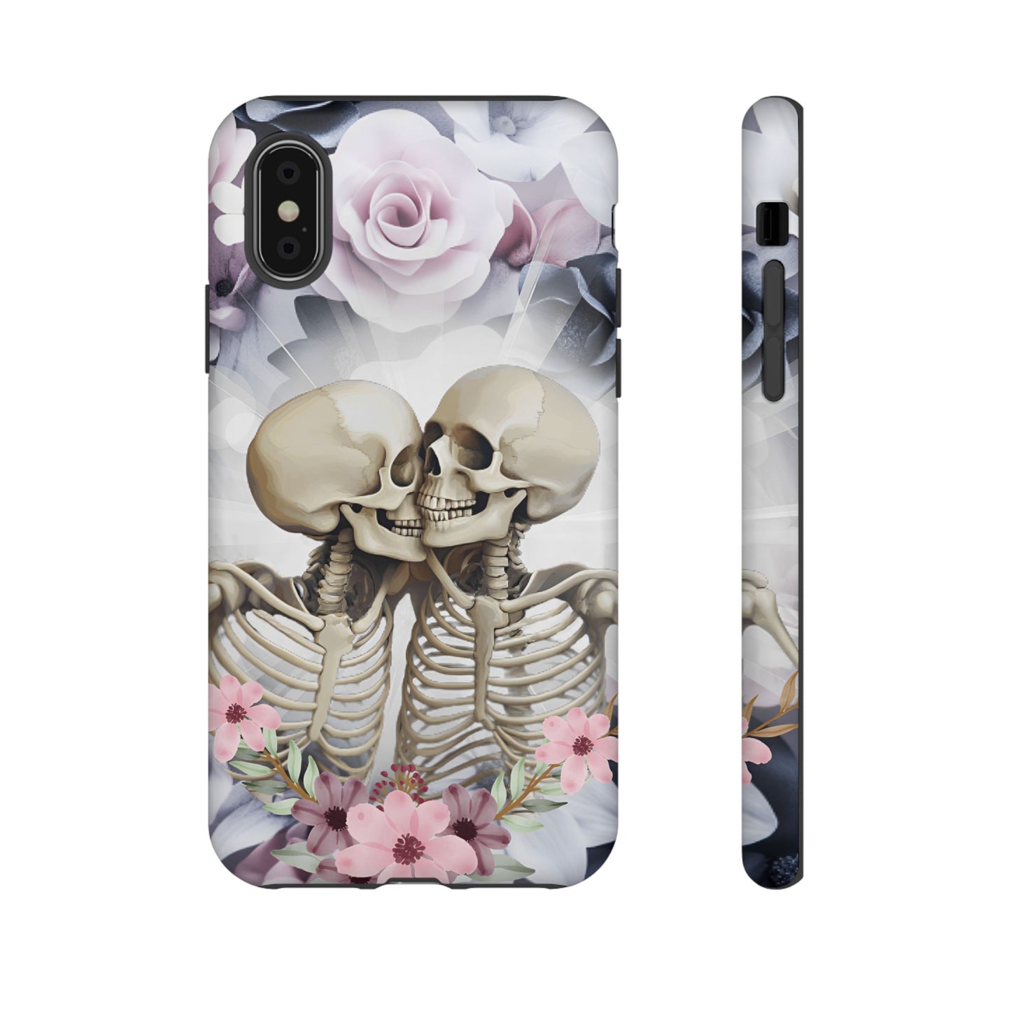 Skeleton Couple Phone Case - Floral Love Halloween Phone Cases - iPhone 16 15 14 13 12 11, Samsung Galaxy & Google Pixel Phone Covers - Boo and Bewear