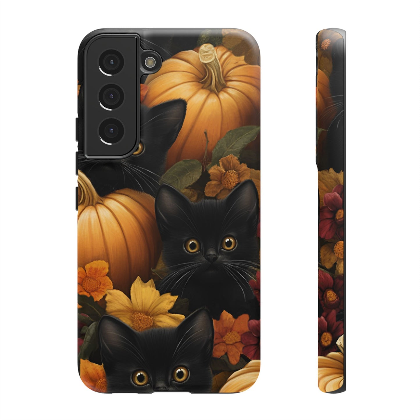 Black Cats and Pumpkins Phone Case - Cute Halloween Phone Cases for iPhone 16 15 14 13 12 11, Samsung Galaxy & Google Pixel