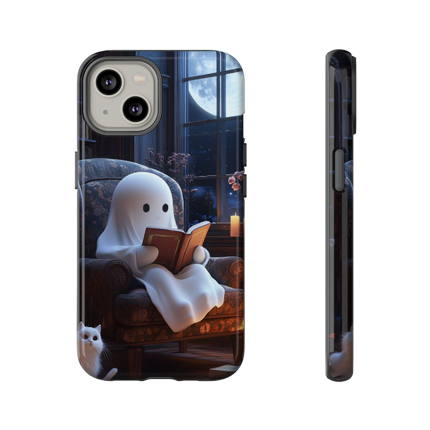 Ghost Reading Book Phone Case - Bookish Halloween Phone Cases for iPhone 16 15 14 13 12 11, Samsung Galaxy & Google Pixel