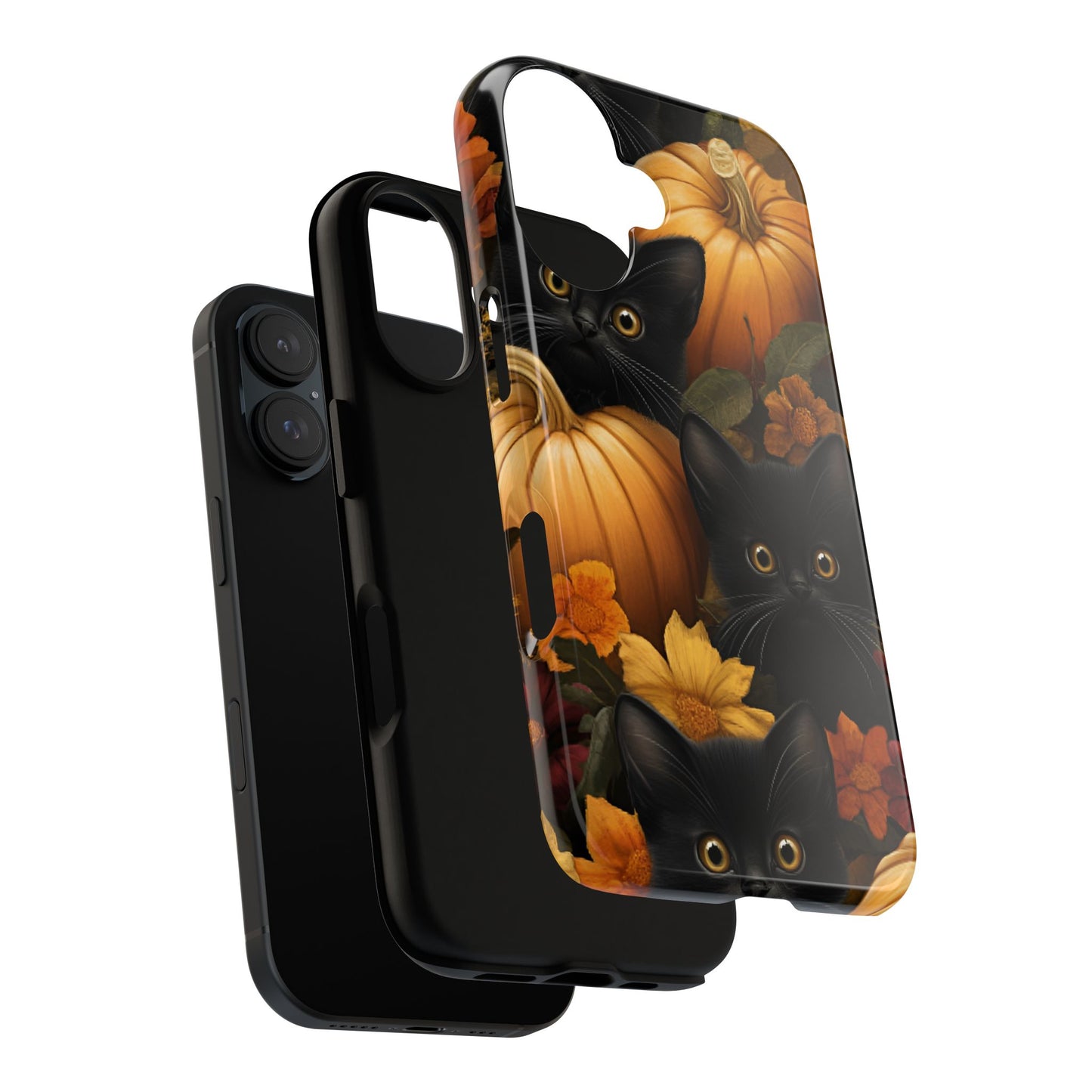 Black Cats and Pumpkins Phone Case - Cute Halloween Phone Cases for iPhone 16 15 14 13 12 11, Samsung Galaxy & Google Pixel