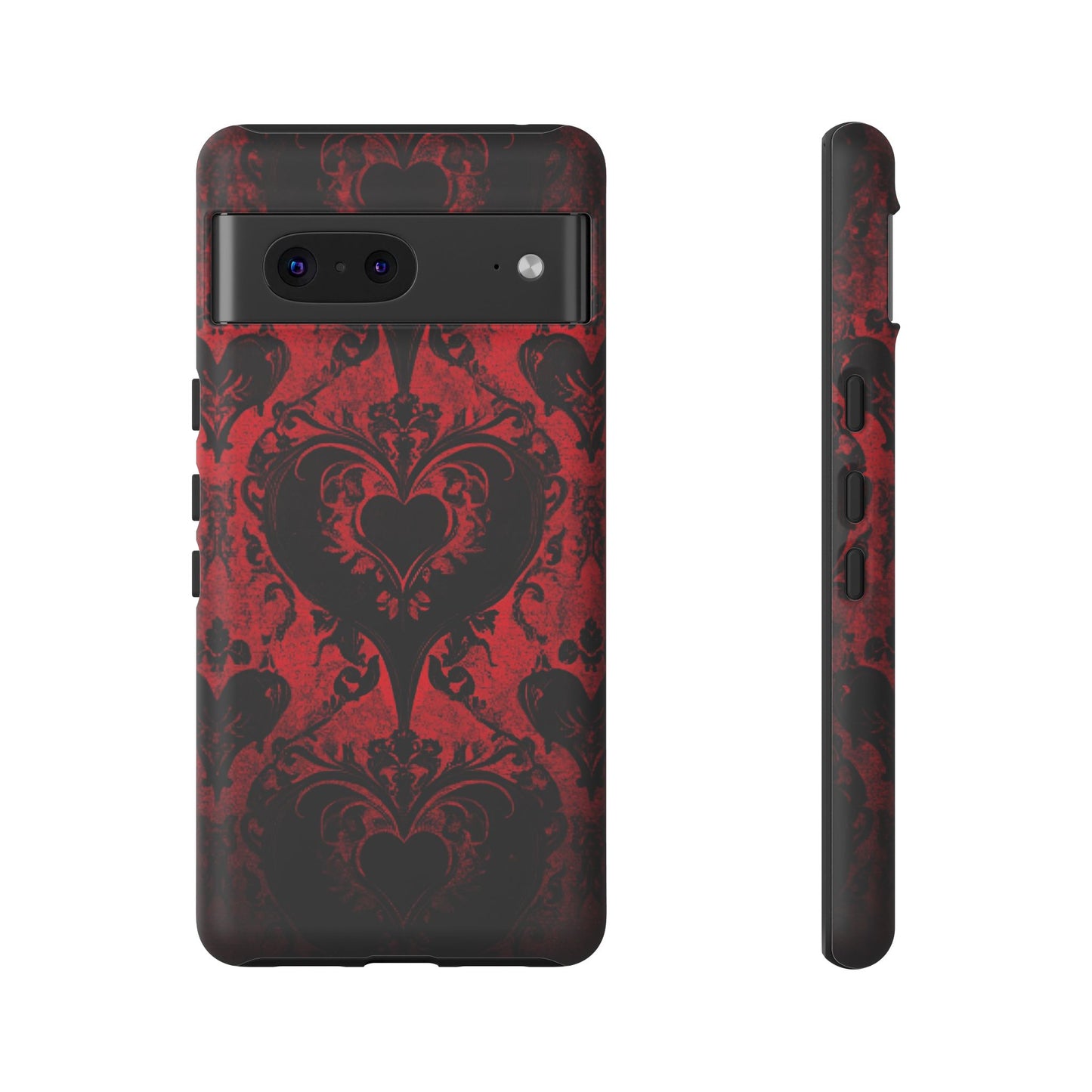 Gothic Dark Romance Phone Case - Black Hearts Phone Cover for iPhone 16 15 14 13 12 11, Samsung Galaxy & Google Pixel