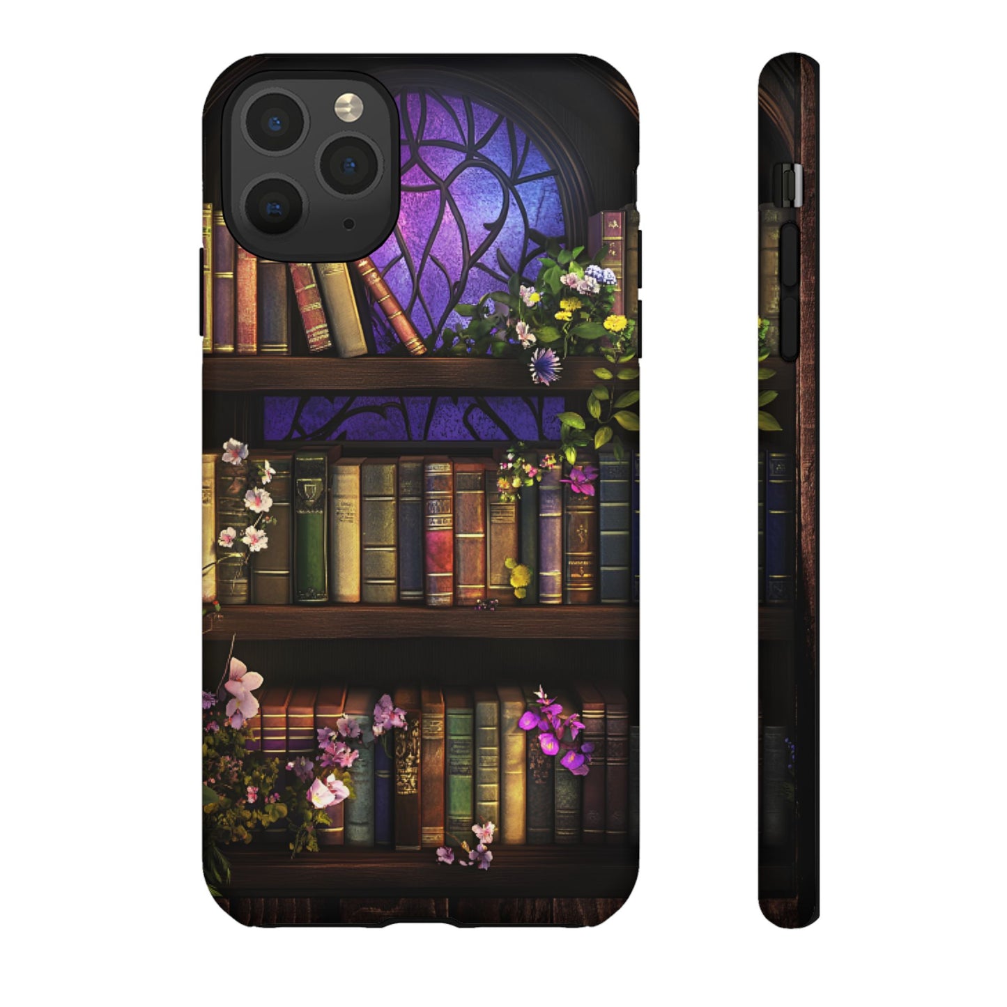 Bookshelf Phone Case - Dark Academia Stained Glass Phone Cases - iPhone 16 15 14 13 12 11, Samsung Galaxy & Google Pixel Phone Covers