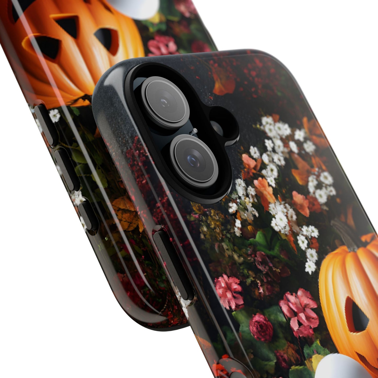 Halloween Phone Case with Cute Ghost and Pumpkins for iPhone 16 15 14 13 12 11, Samsung Galaxy & Google Pixel