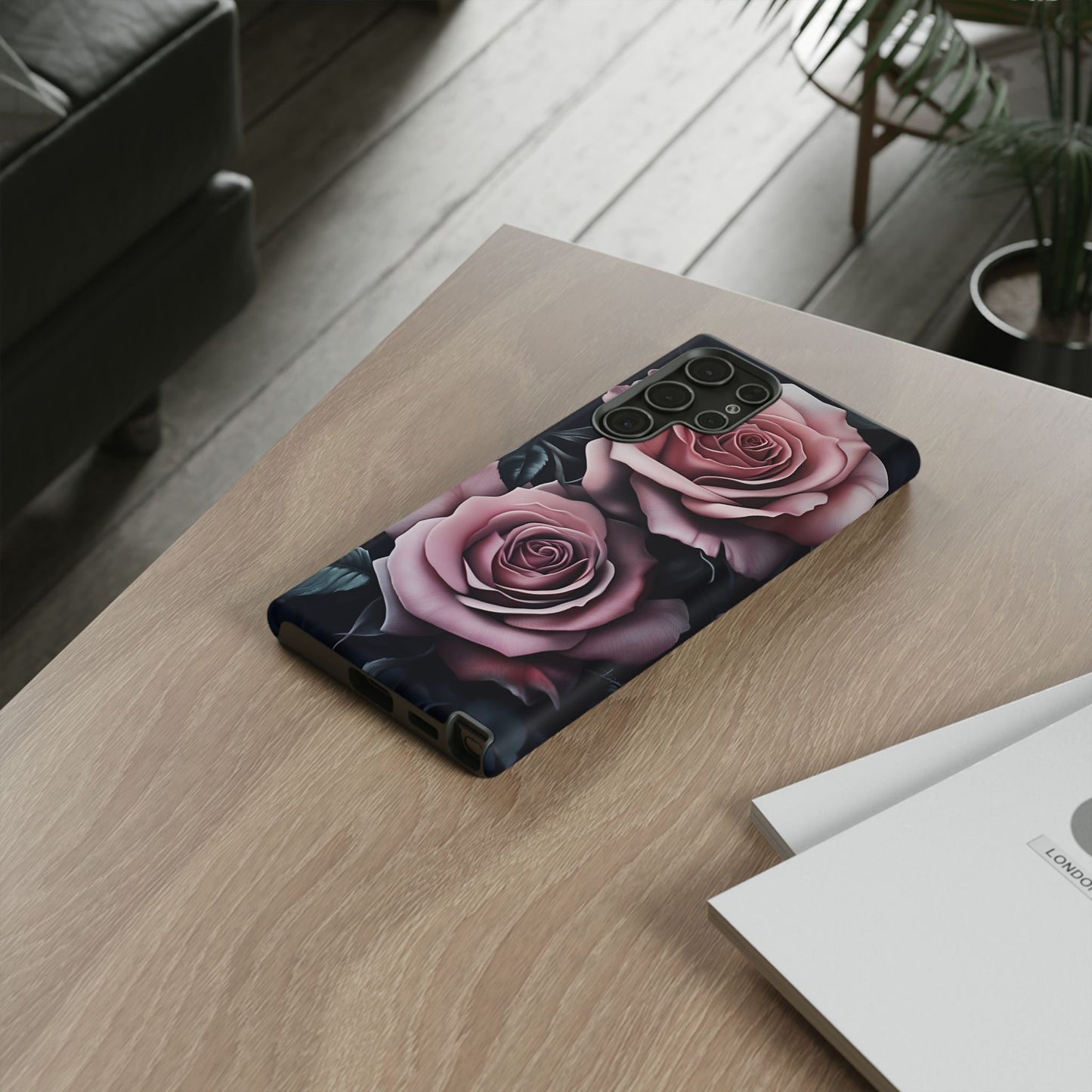 Pastel Goth Roses Phone Case - Gothic Black and Pink Flowers Phone Cases - iPhone 16 15 14 13 12 11, Samsung Galaxy & Google Pixel Phone Covers