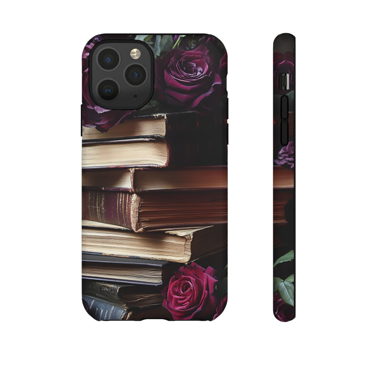 Books and Roses Phone Case - Bookish Dark Academia Phone Cover for iPhone 16 15 14 13 12 11, Samsung Galaxy & Google Pixel