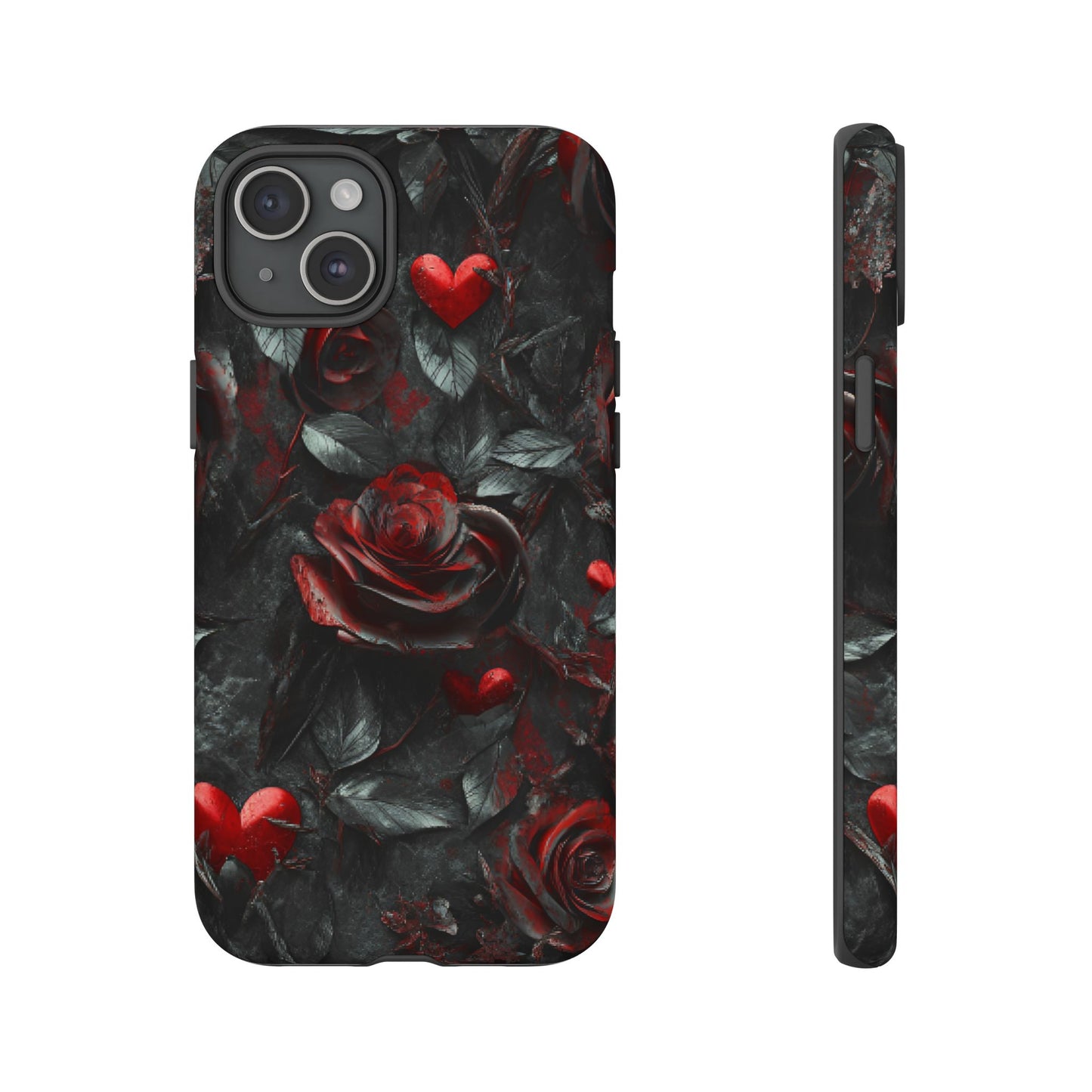 Gothic Valentine Phone Case - Dark Romance Roses and Hearts - iPhone 16 15 14 13 12 11, Samsung Galaxy & Google Pixel Phone Covers