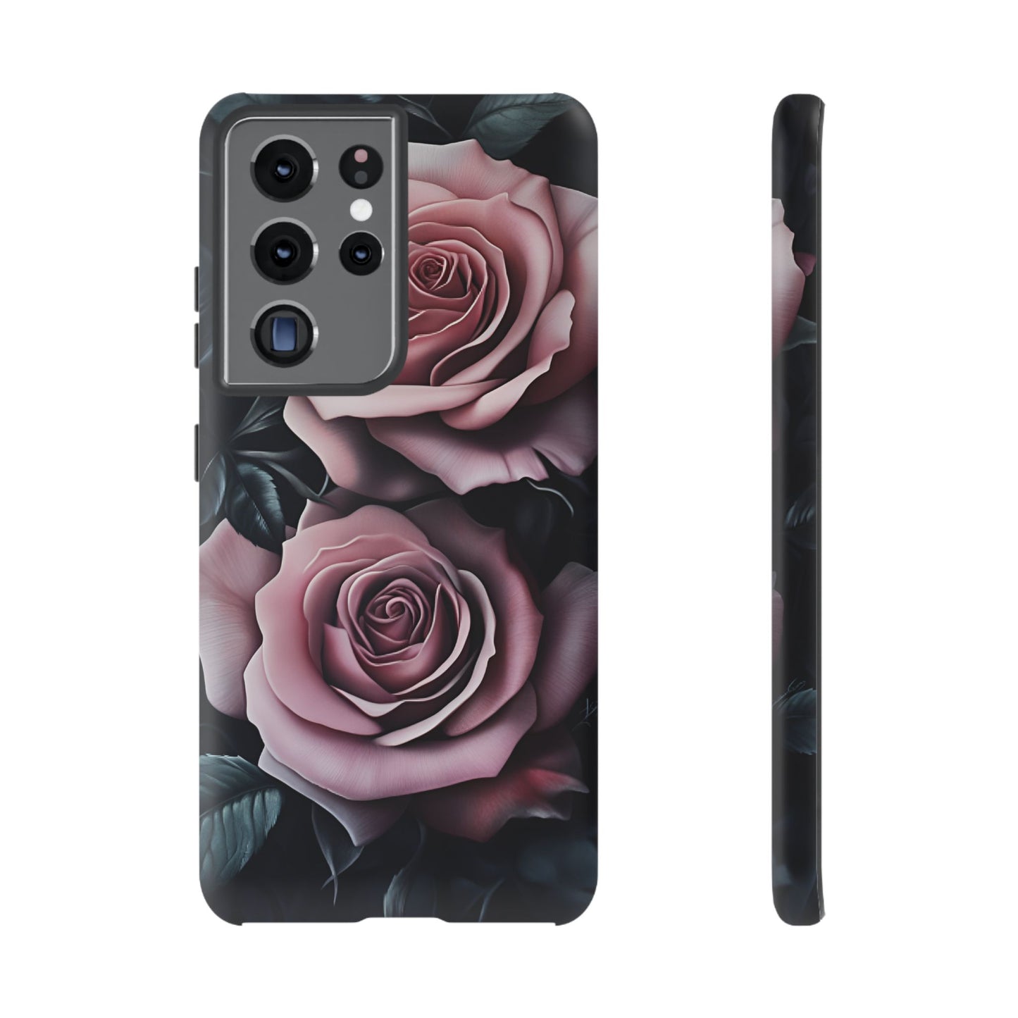 Pastel Goth Roses Phone Case - Gothic Black and Pink Flowers Phone Cases for iPhone 16 15 14 13 12 11, Samsung Galaxy & Google Pixel