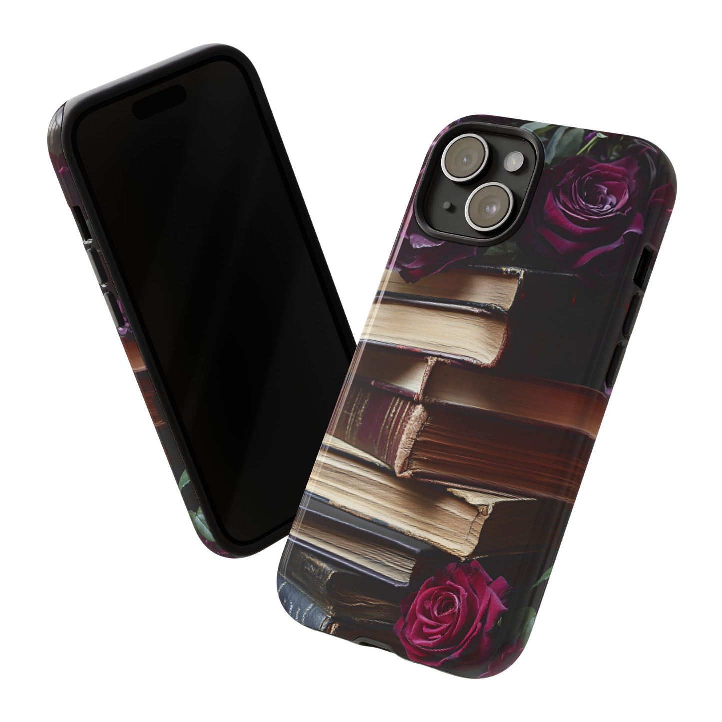 Books and Roses Phone Case - Bookish Dark Academia Phone Cover - iPhone 16 15 14 13 12 11, Samsung Galaxy & Google Pixel Phone Covers