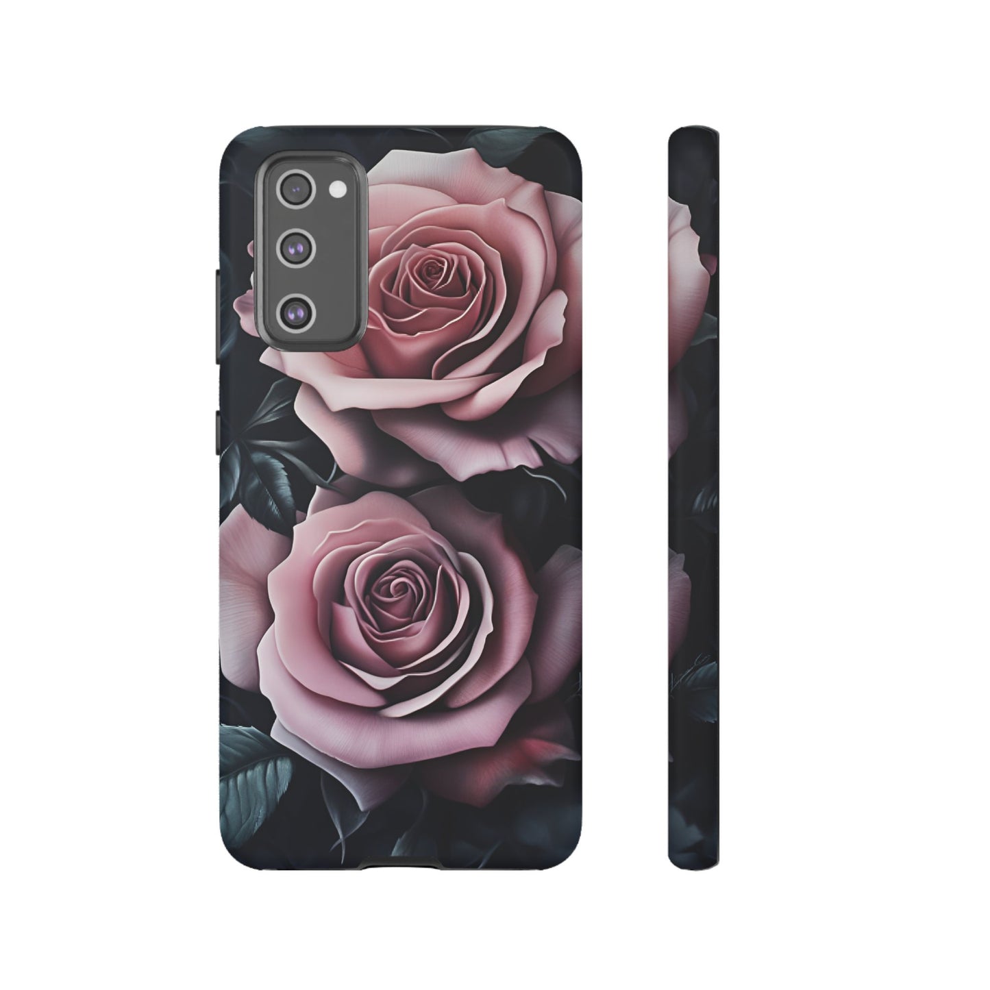 Pastel Goth Roses Phone Case - Gothic Black and Pink Flowers Phone Cases - iPhone 16 15 14 13 12 11, Samsung Galaxy & Google Pixel Phone Covers