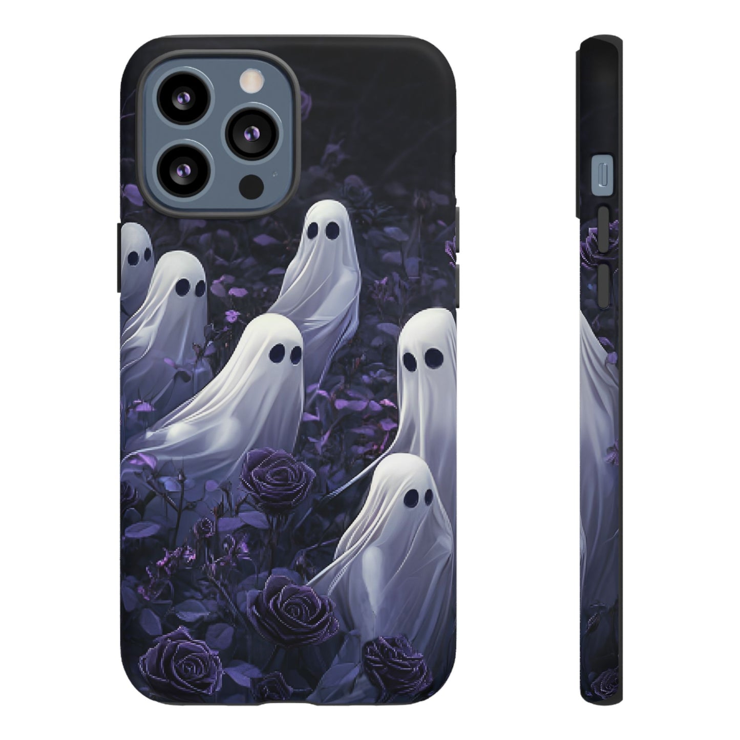 Halloween Phone Case - Ghosts in Purple Rose Garden - iPhone 16 15 14 13 12 11, Samsung Galaxy & Google Pixel Phone Covers