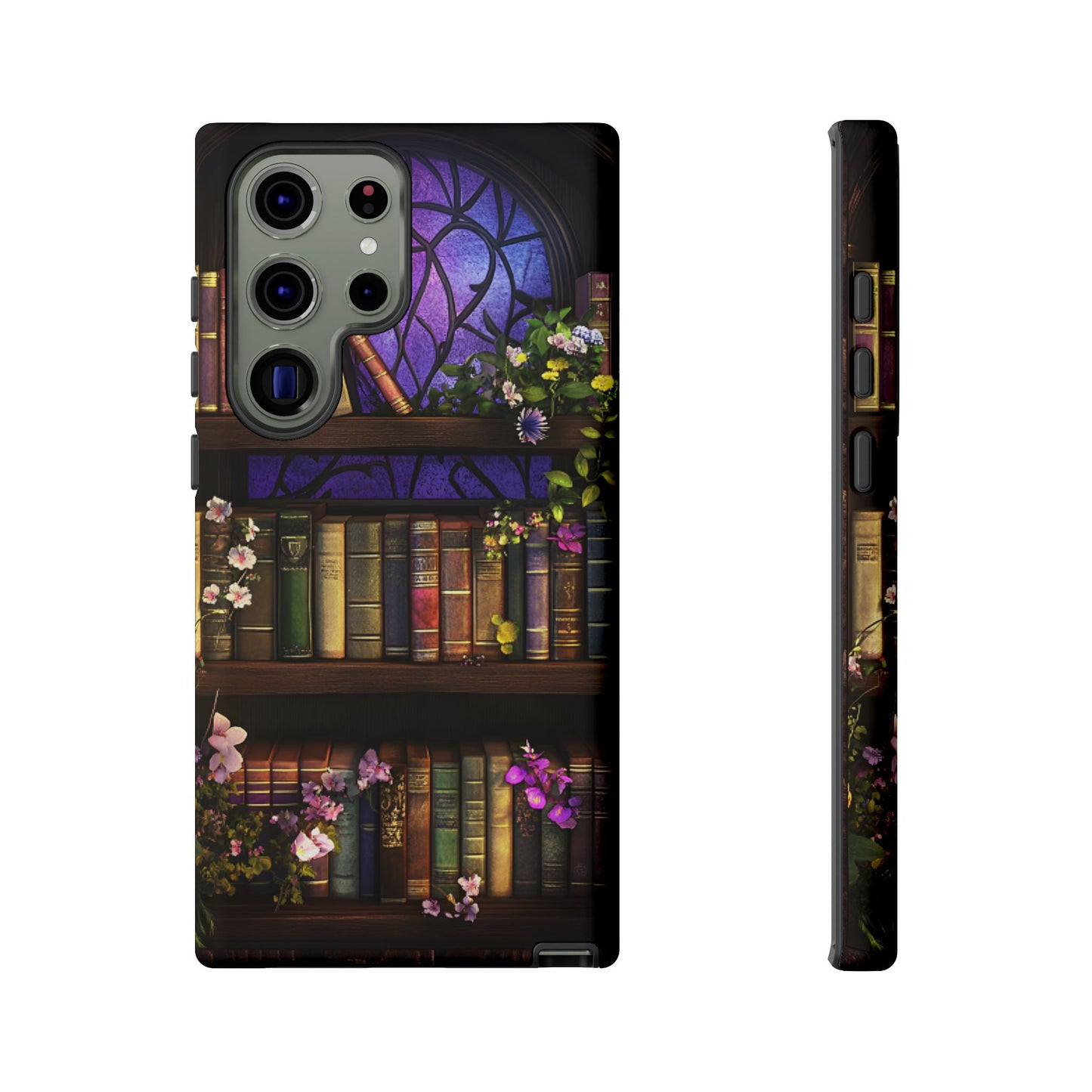 Bookshelf Phone Case - Dark Academia Stained Glass Phone Cases - iPhone 16 15 14 13 12 11, Samsung Galaxy & Google Pixel Phone Covers