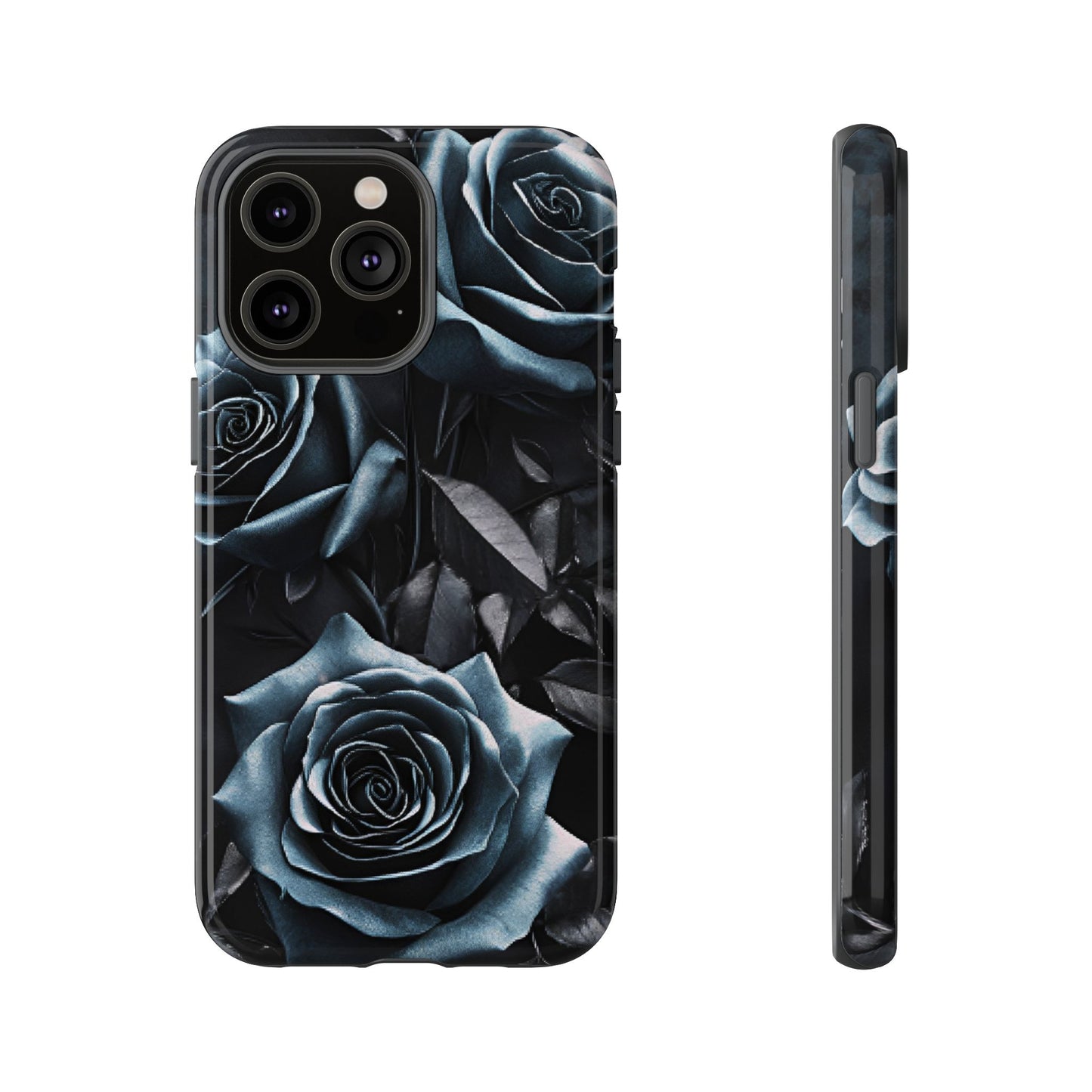 Black and Blue Roses Phone Case - Dark and Moody Gothic Flower Phone Cases - iPhone 16 15 14 13 12 11, Samsung Galaxy & Google Pixel Phone Covers