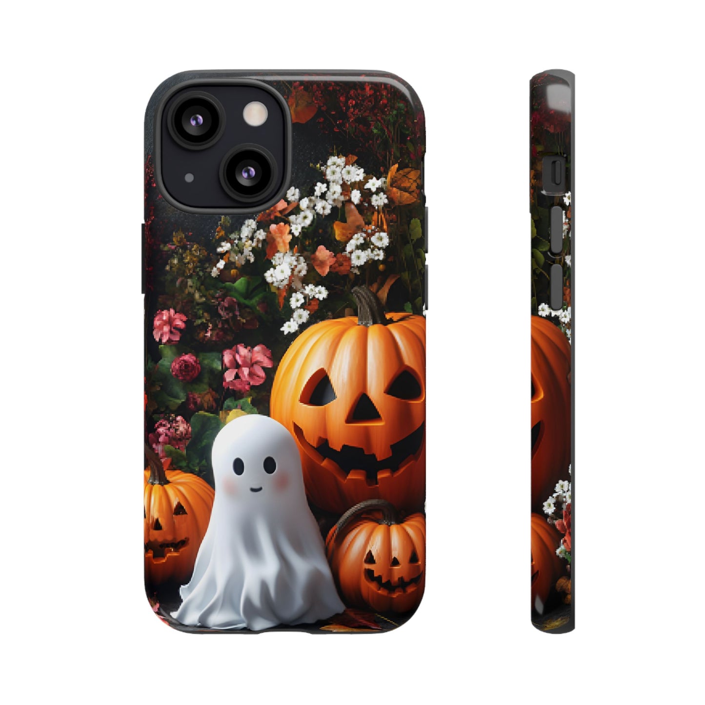 Halloween Phone Case with Cute Ghost and Pumpkins for iPhone 16 15 14 13 12 11, Samsung Galaxy & Google Pixel