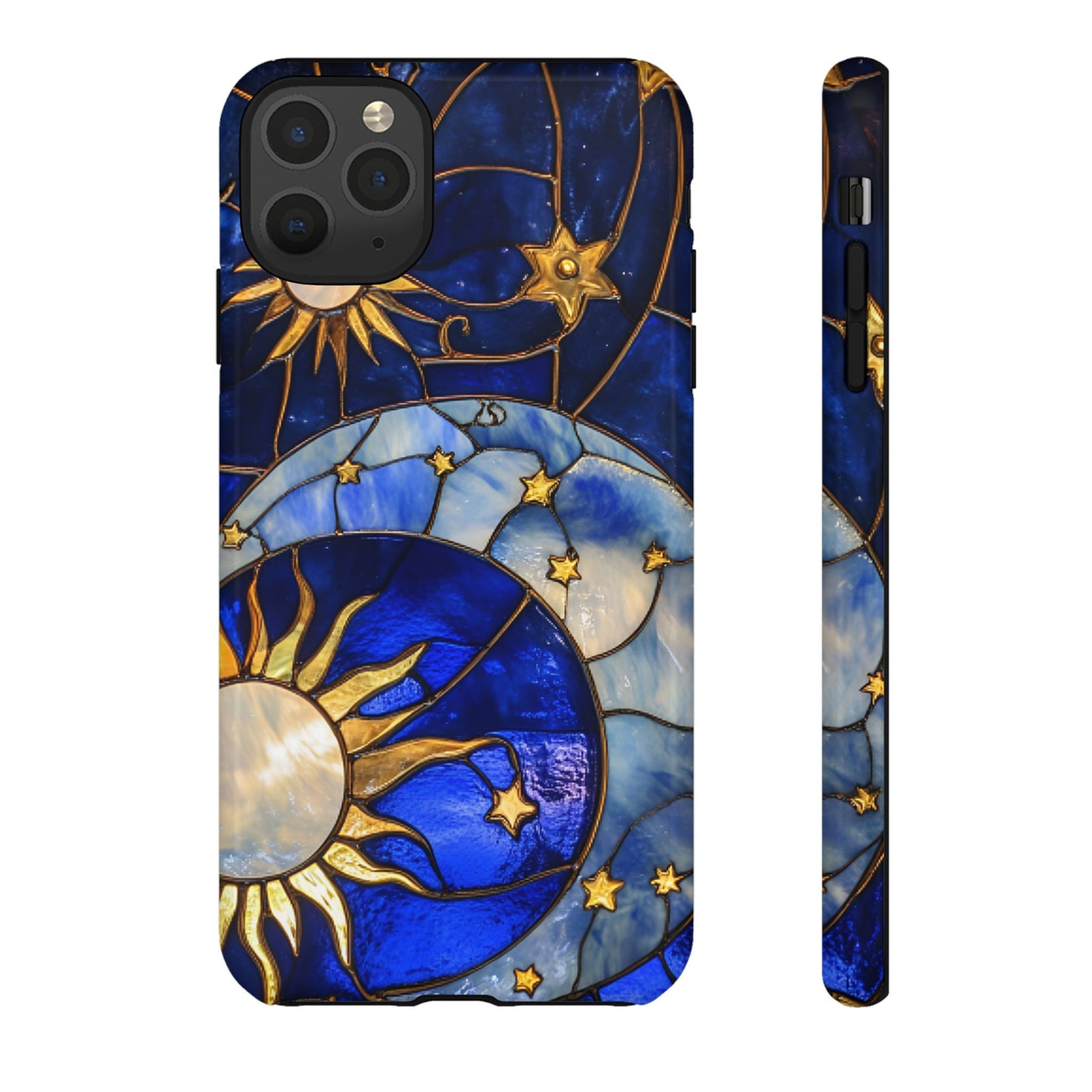 Moon and Sun Stained Glass Phone Case for iPhone 16 15 14 13 12 11, Samsung Galaxy & Google Pixel